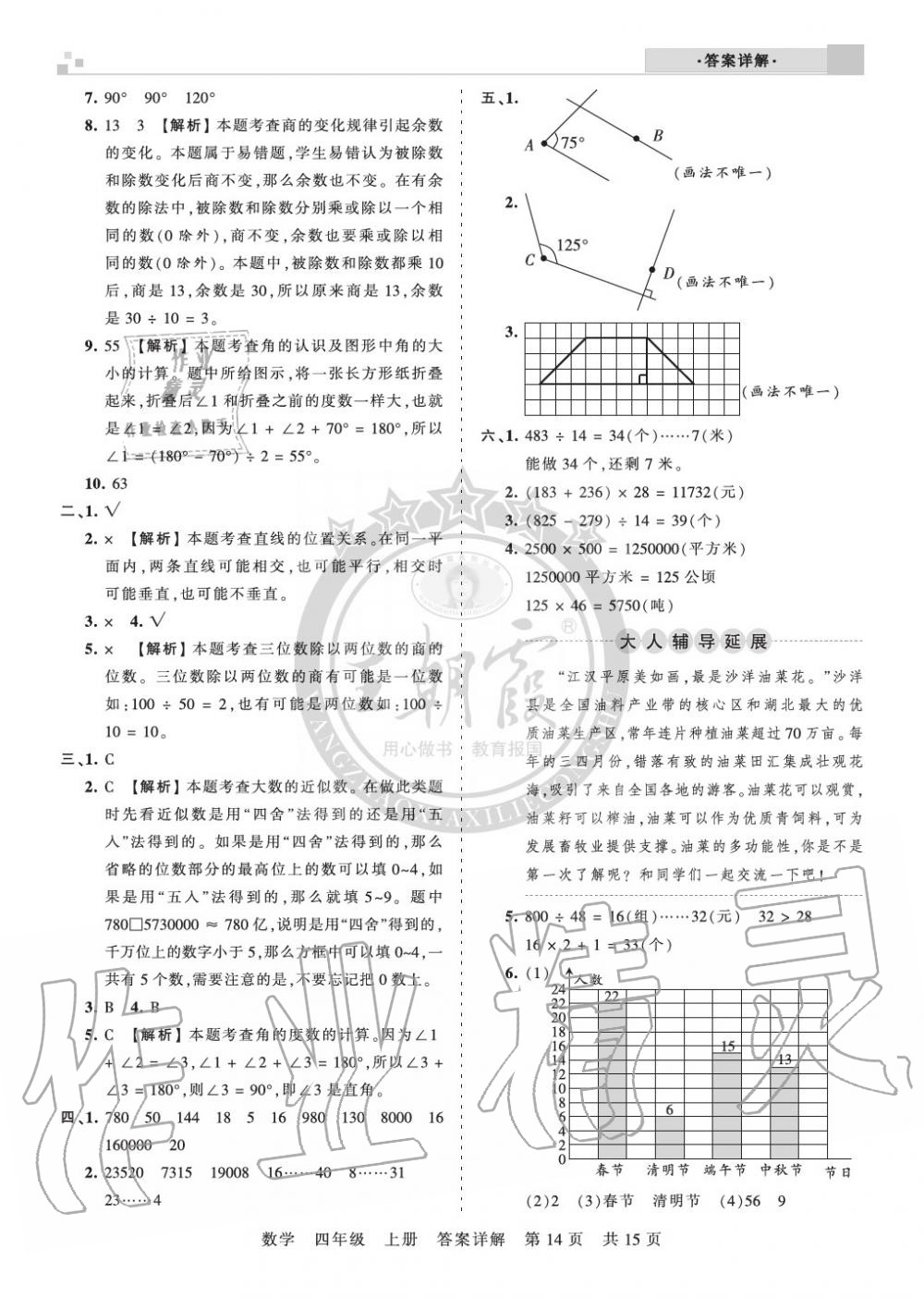 2019年王朝霞各地期末试卷精选四年级数学上册人教版湖北 第14页