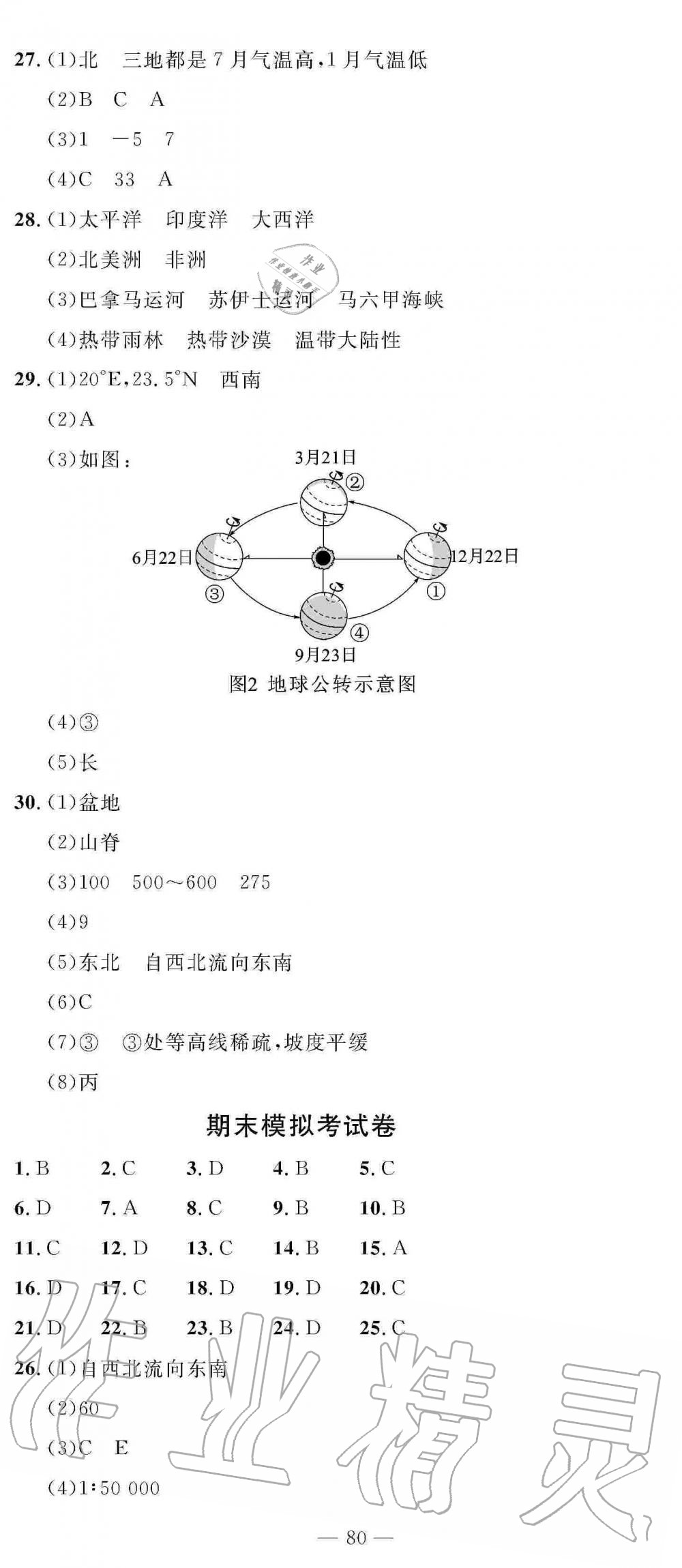 2019年智慧課堂密卷100分單元過(guò)關(guān)檢測(cè)七年級(jí)地理上冊(cè)人教版 參考答案第8頁(yè)