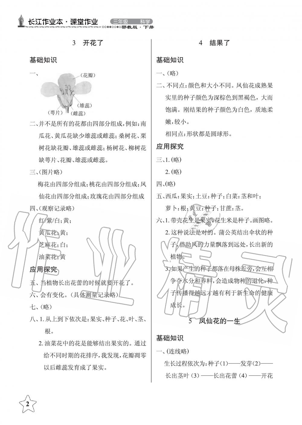 2019年長江作業(yè)本同步練習冊三年級科學下冊鄂教版 第2頁