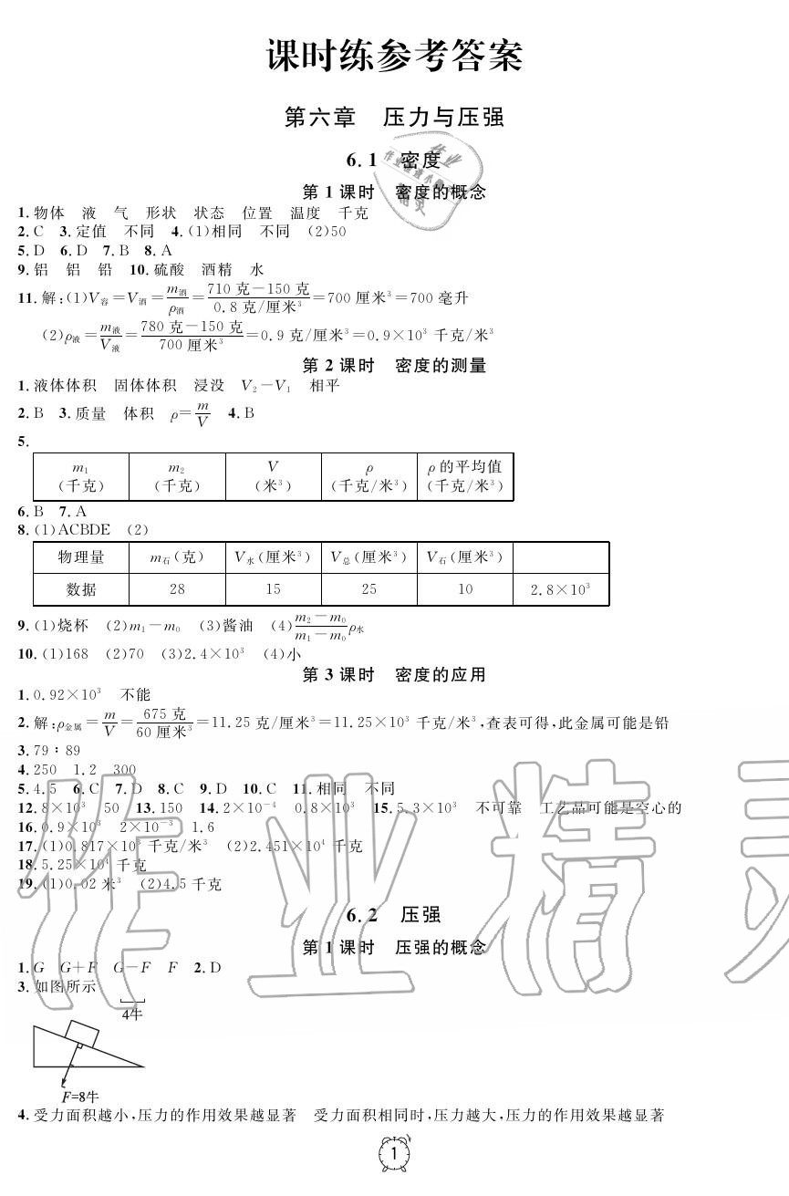 2019年上海作業(yè)九年級物理上冊滬教版 第2頁