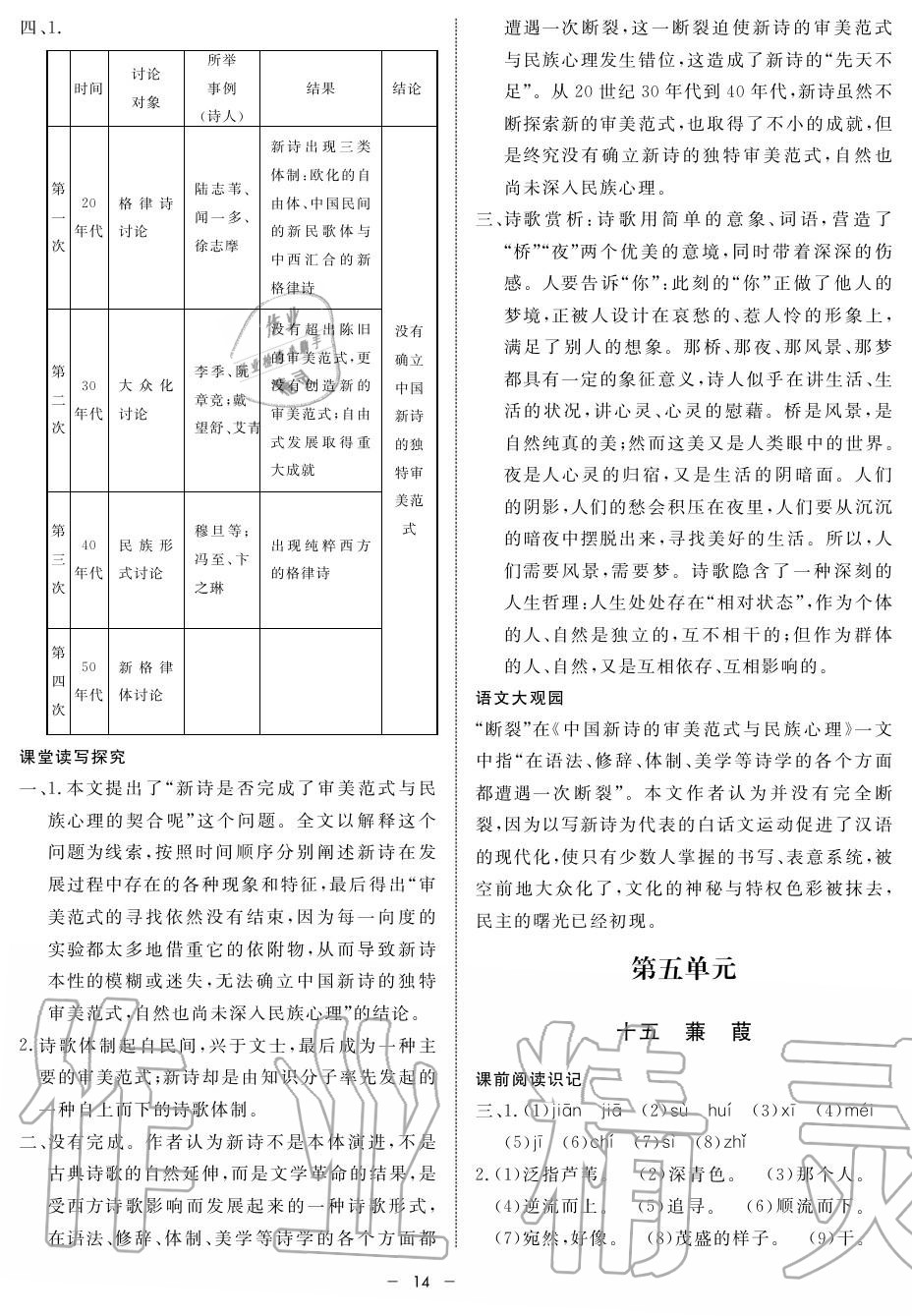 2019年鐘書(shū)金牌金典導(dǎo)學(xué)案高一語(yǔ)文上冊(cè)人教版 第14頁(yè)