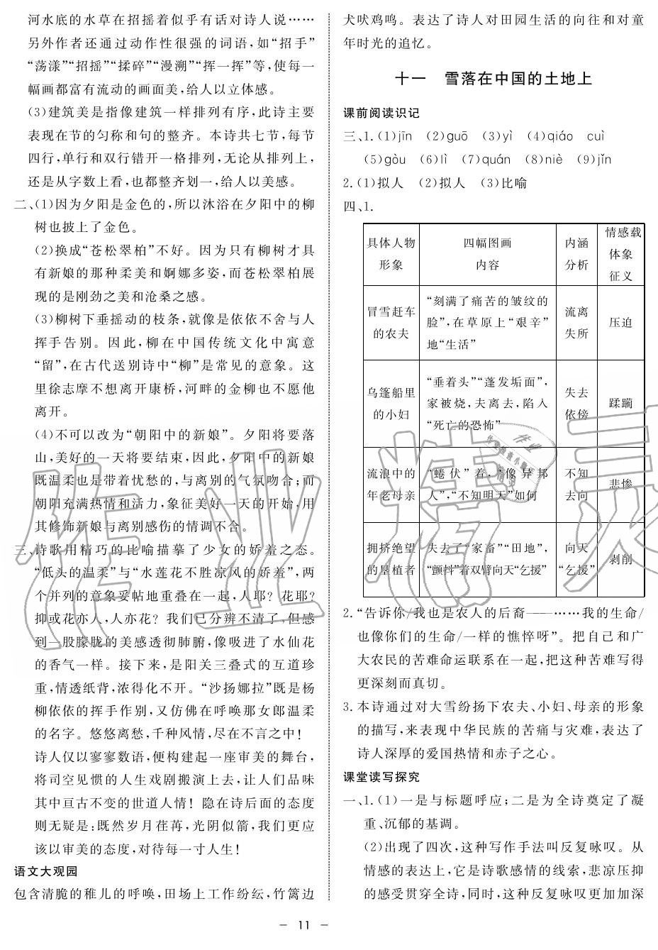 2019年鐘書金牌金典導(dǎo)學(xué)案高一語文上冊人教版 第11頁