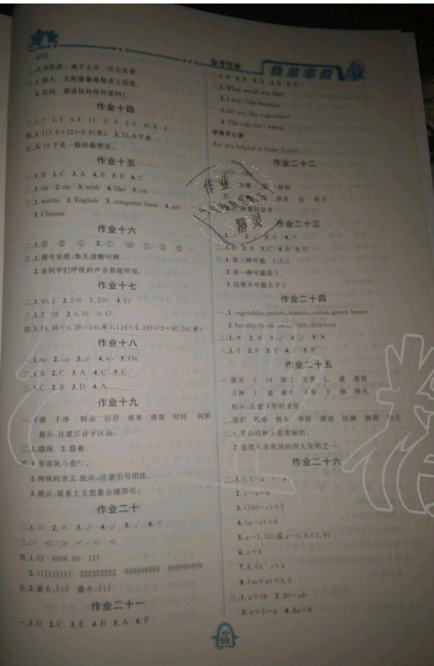 2020年快乐寒假四川大学出版社五年级综合寒假作业&nbsp;第2页