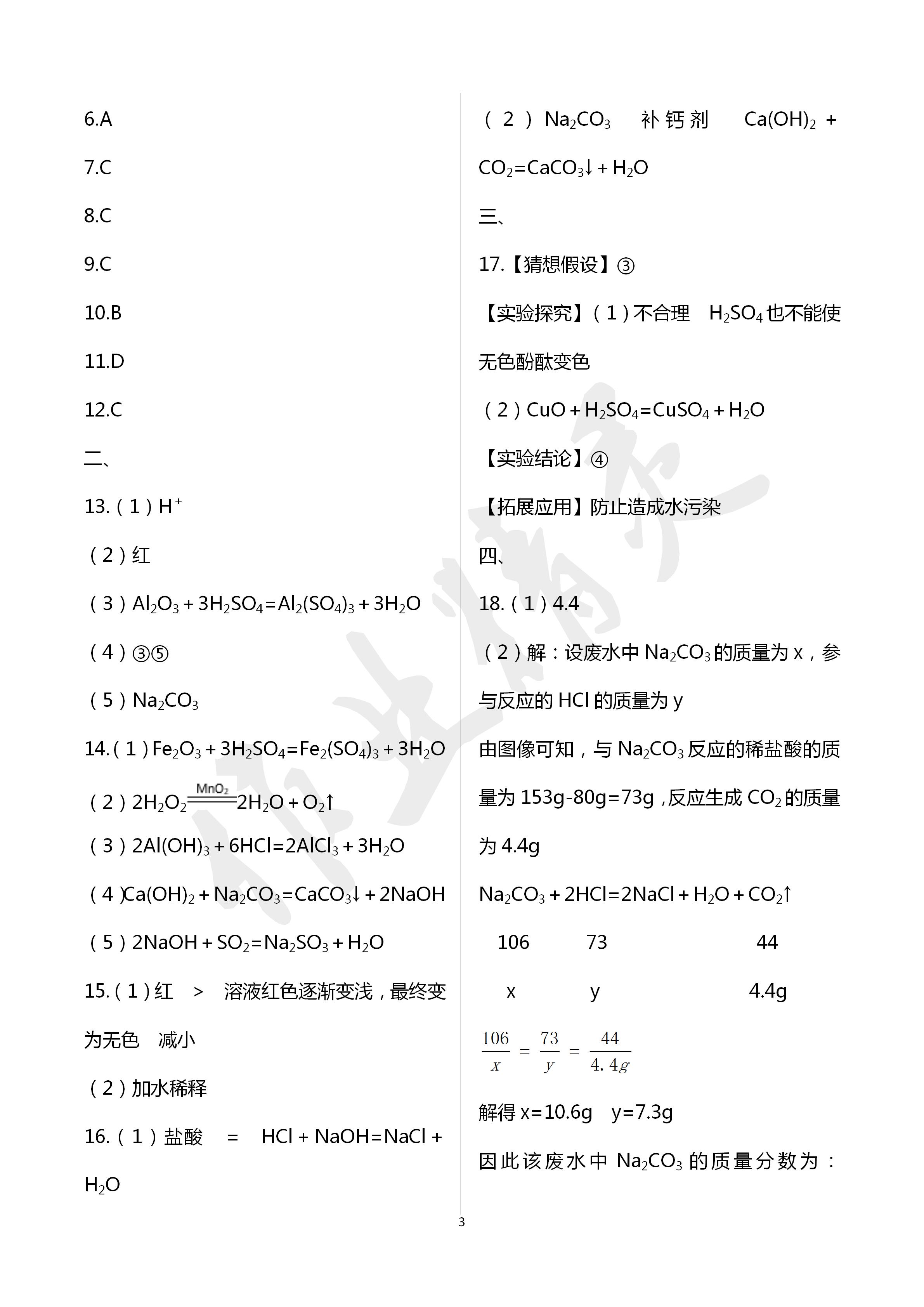 2020年化学补充习题九年级下册鲁教版山东教育出版社 第3页