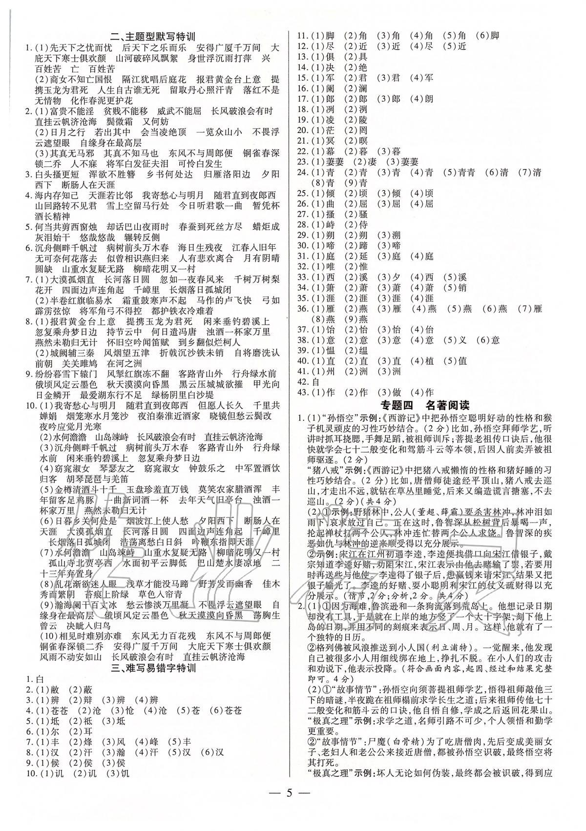 2020年領(lǐng)跑中考九年級語文中考用書人教版河南專版 第5頁