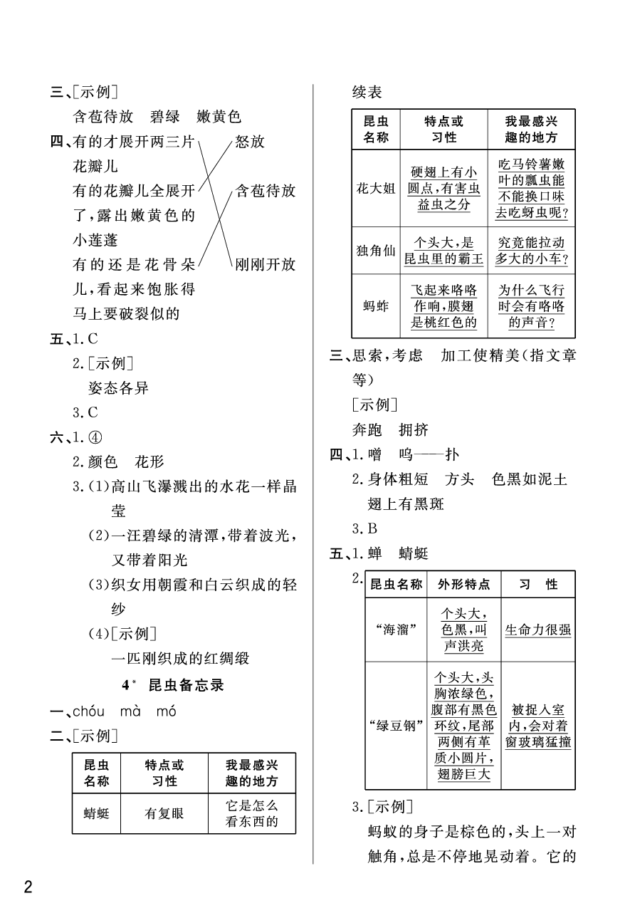 2020年智慧學(xué)習(xí)天天向上課堂作業(yè)三年級(jí)語文下冊(cè)人教版 參考答案第2頁