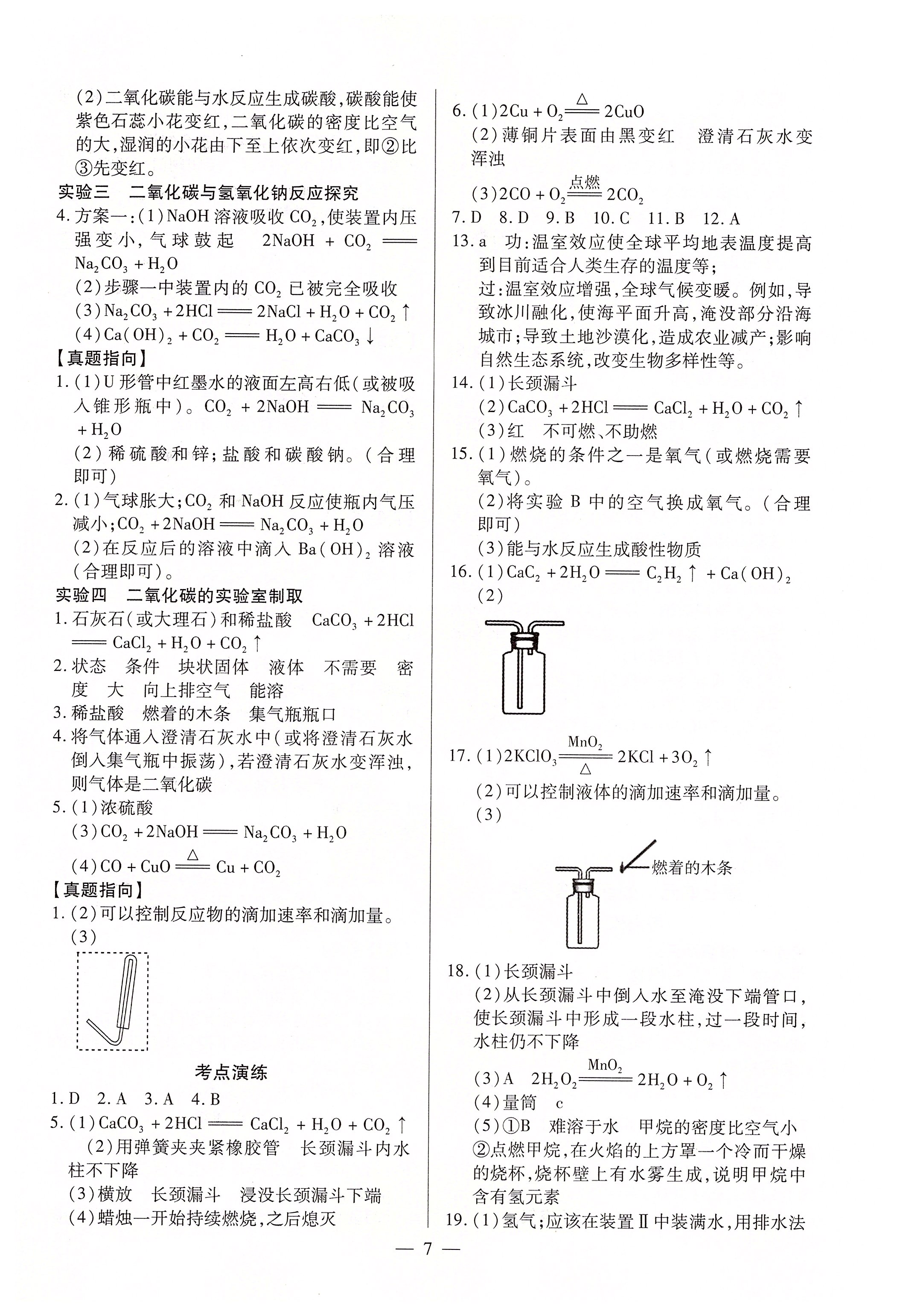 2020年中考通九年級(jí)化學(xué)中考用書人教版河南專版 參考答案第7頁