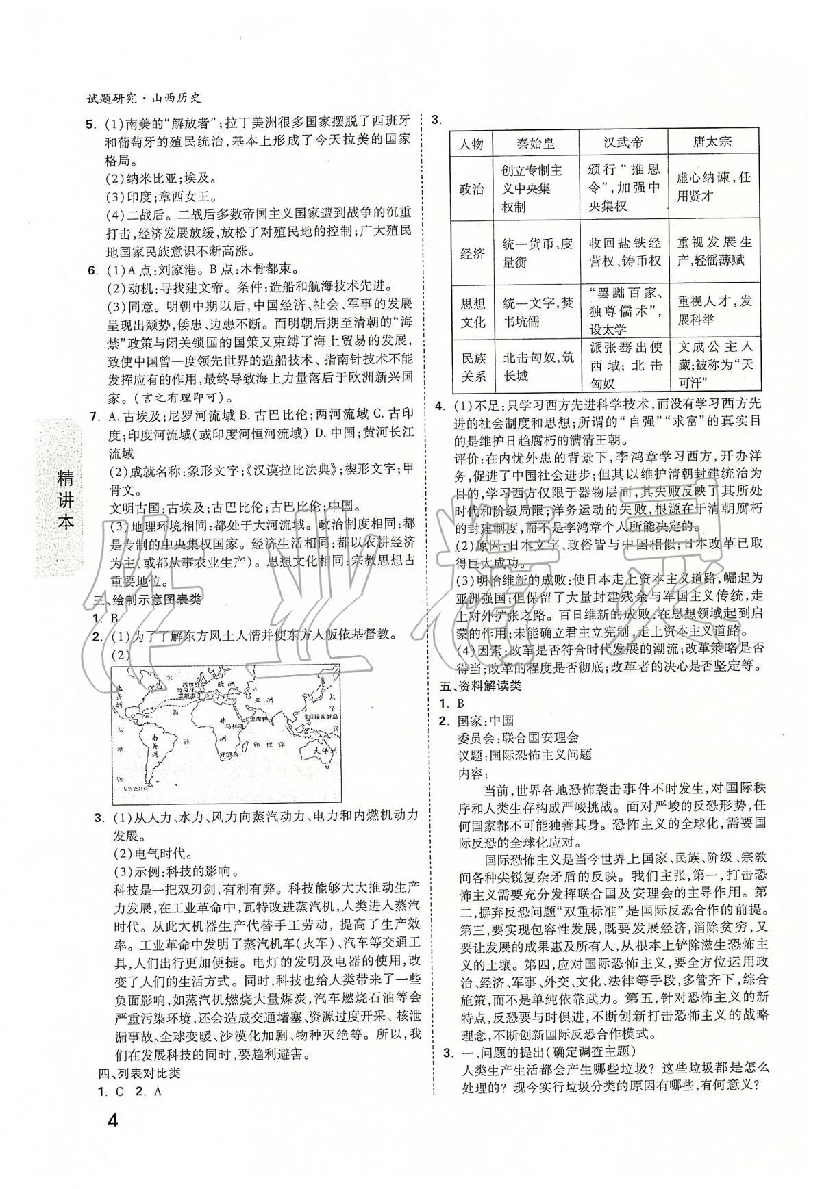 2020年萬唯教育中考試題研究九年級(jí)歷史山西專版 第4頁