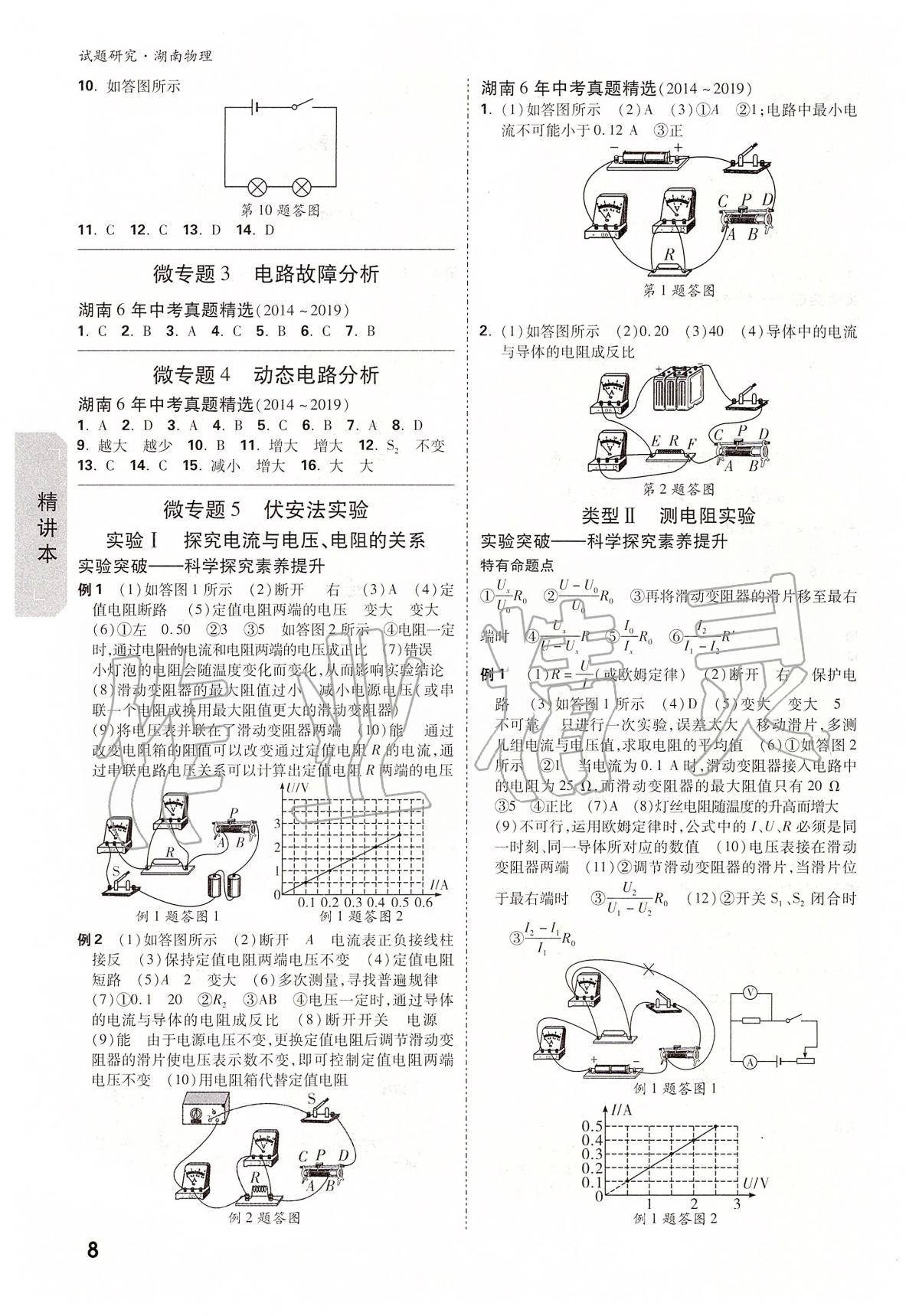 2020年萬唯教育中考試題研究九年級物理湖南專版 參考答案第8頁