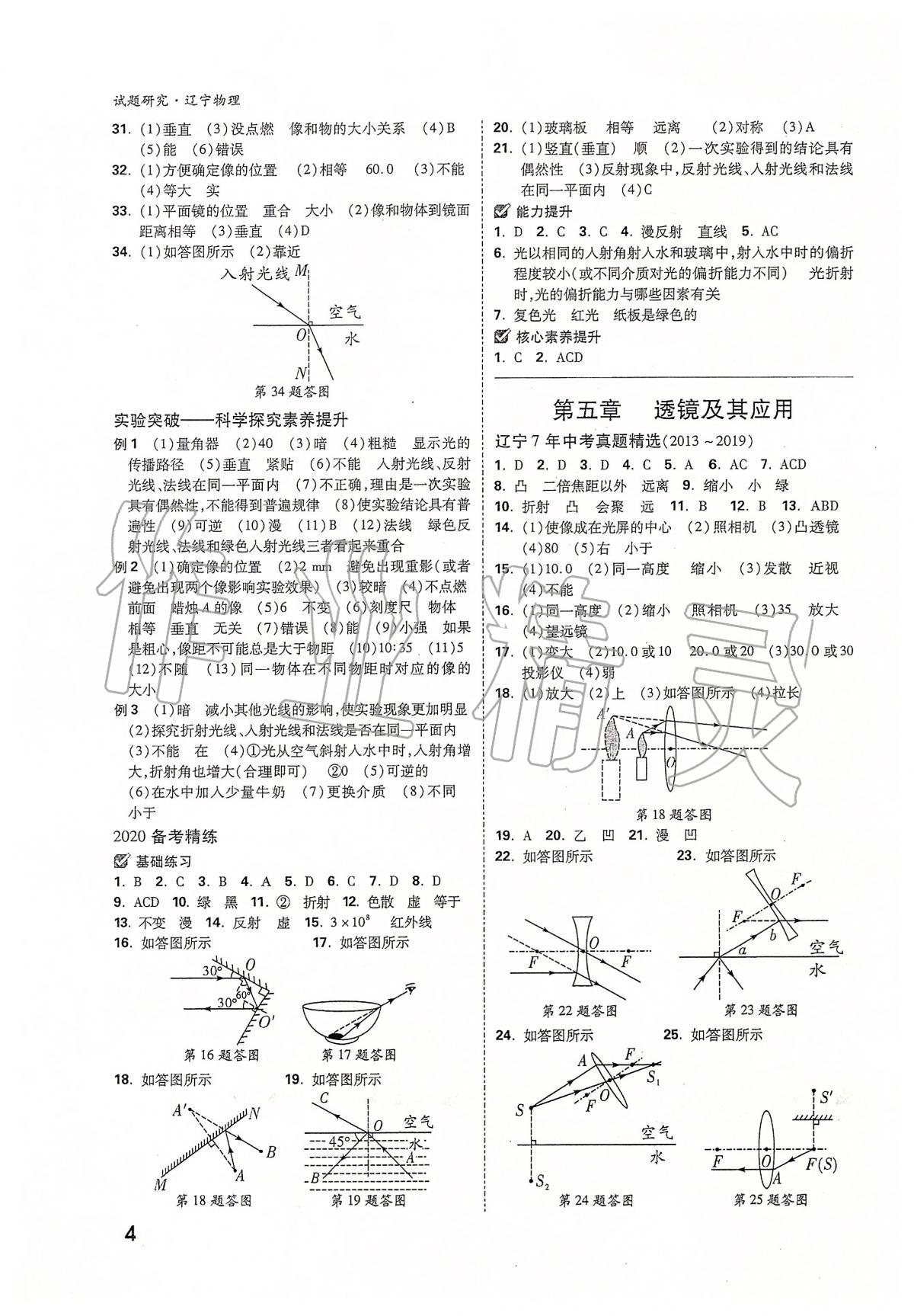 2020年萬唯教育中考試題研究物理遼寧專版 參考答案第4頁