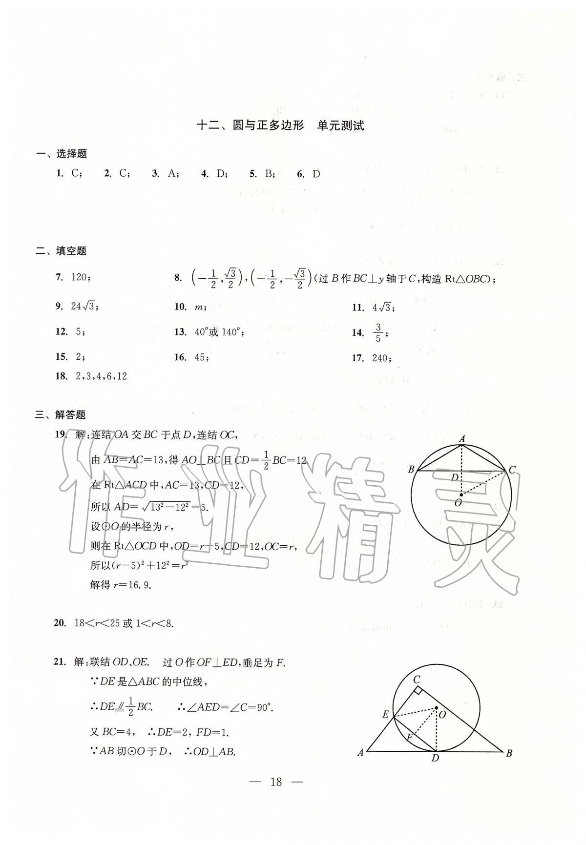 2020年初中數(shù)學(xué)測(cè)試與評(píng)估 參考答案第18頁