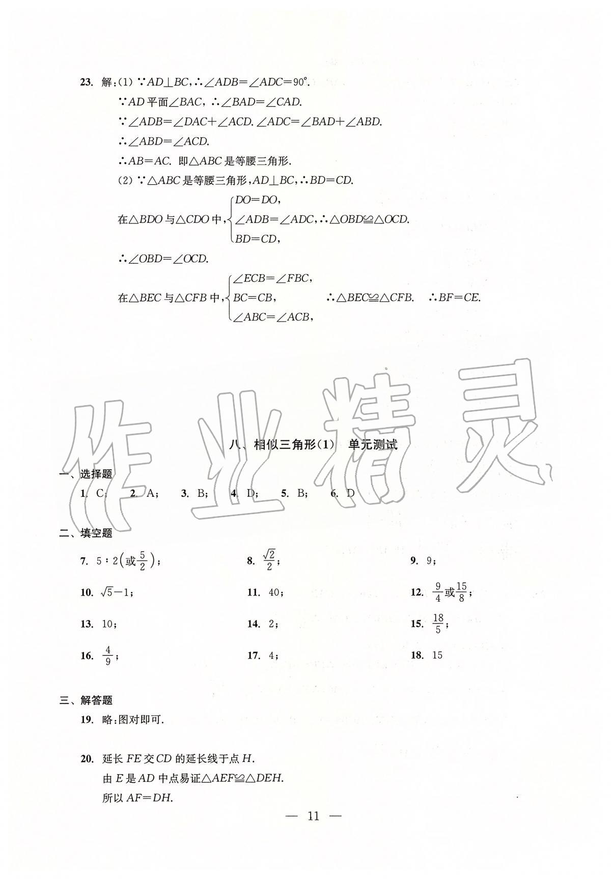 2020年初中數(shù)學測試與評估 參考答案第11頁