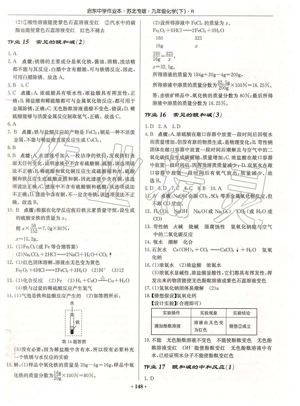 2020年啟東中學(xué)作業(yè)本九年級(jí)化學(xué)下冊(cè)人教版蘇北專版 第10頁(yè)