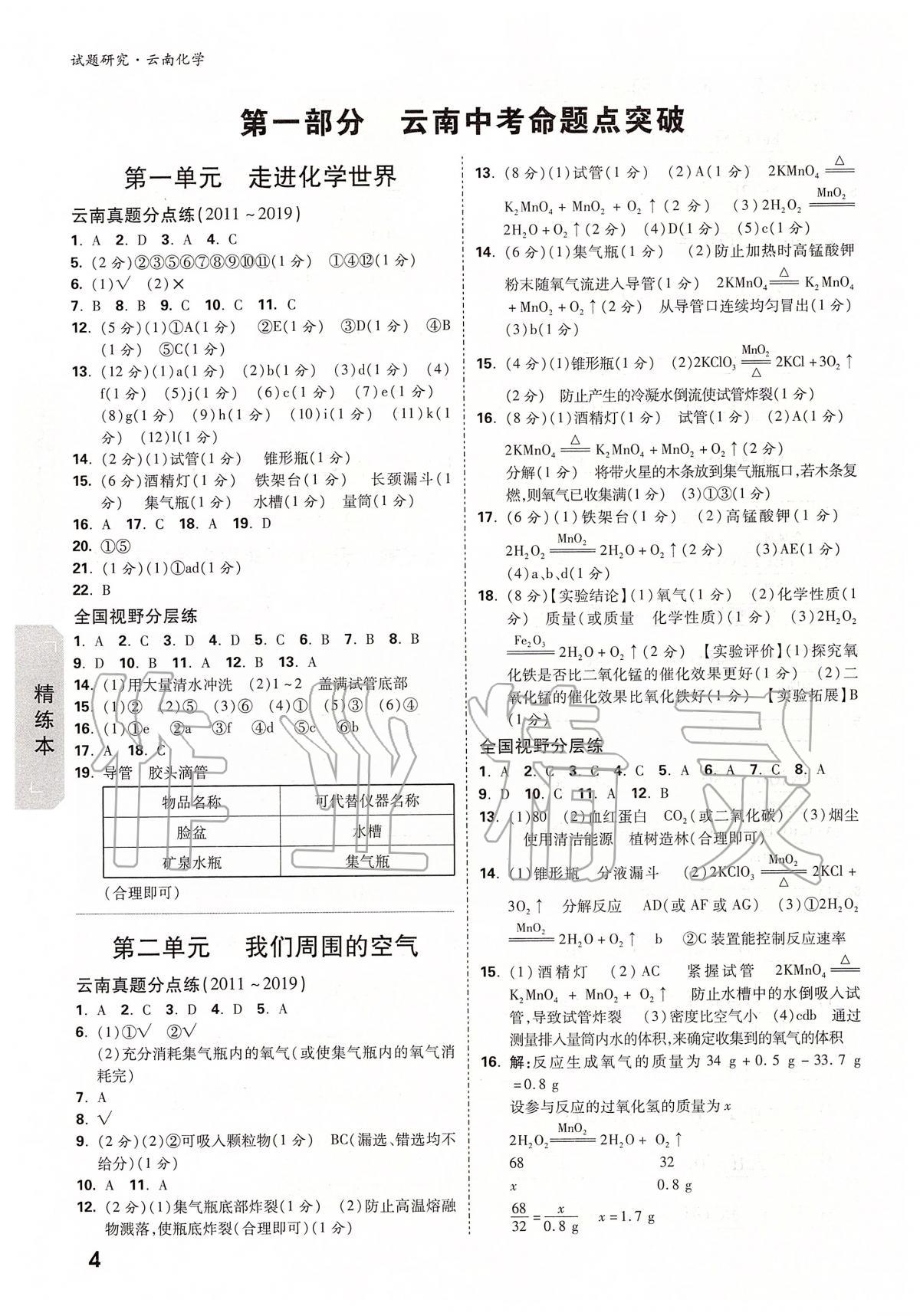 2020年万唯教育中考试题研究九年级化学云南专版 第6页