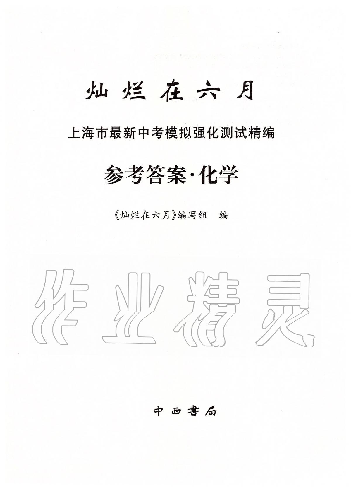 2020年灿烂在六月上海市最新中考模拟强化测试精编化学 第1页