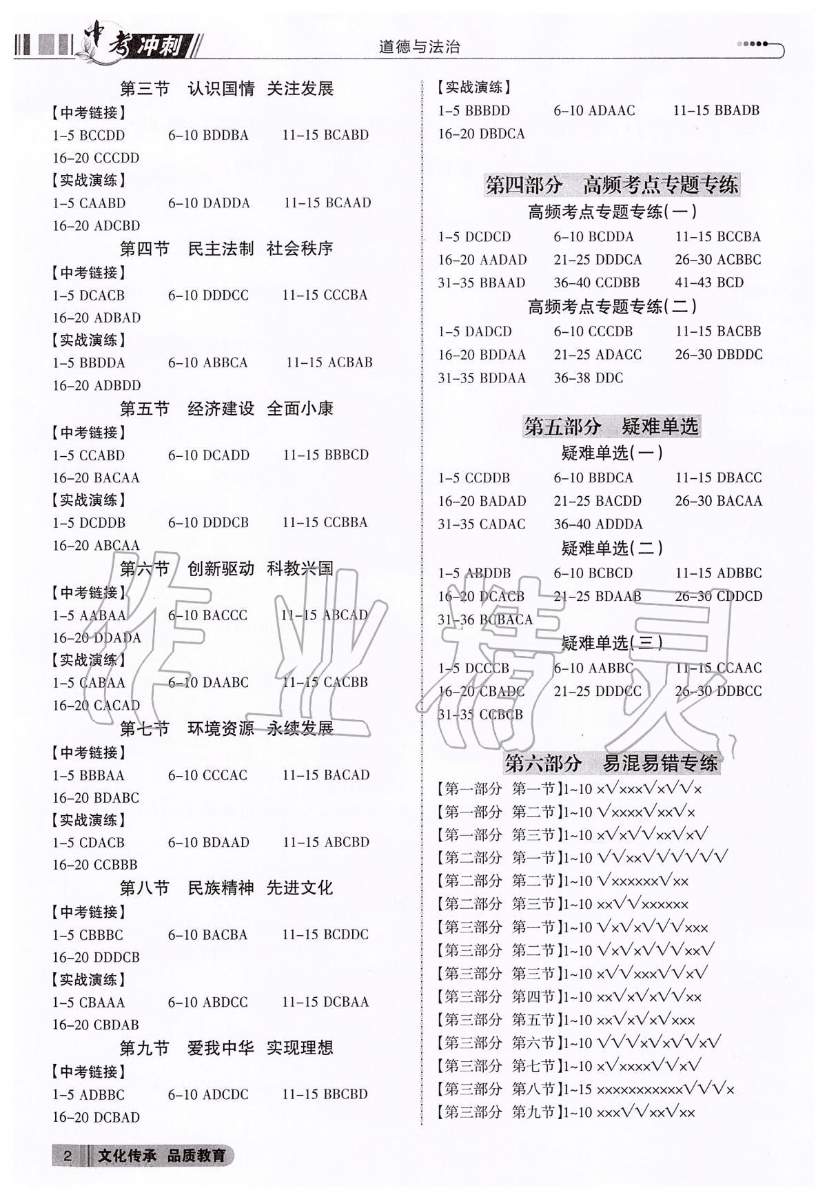 2020年中考沖刺道德與法治廣東專版 第2頁