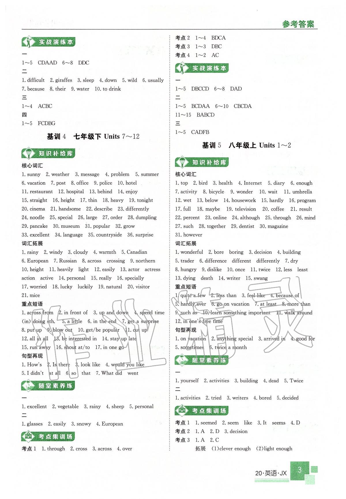 2020年中考特訓(xùn)營英語江西專版 第3頁