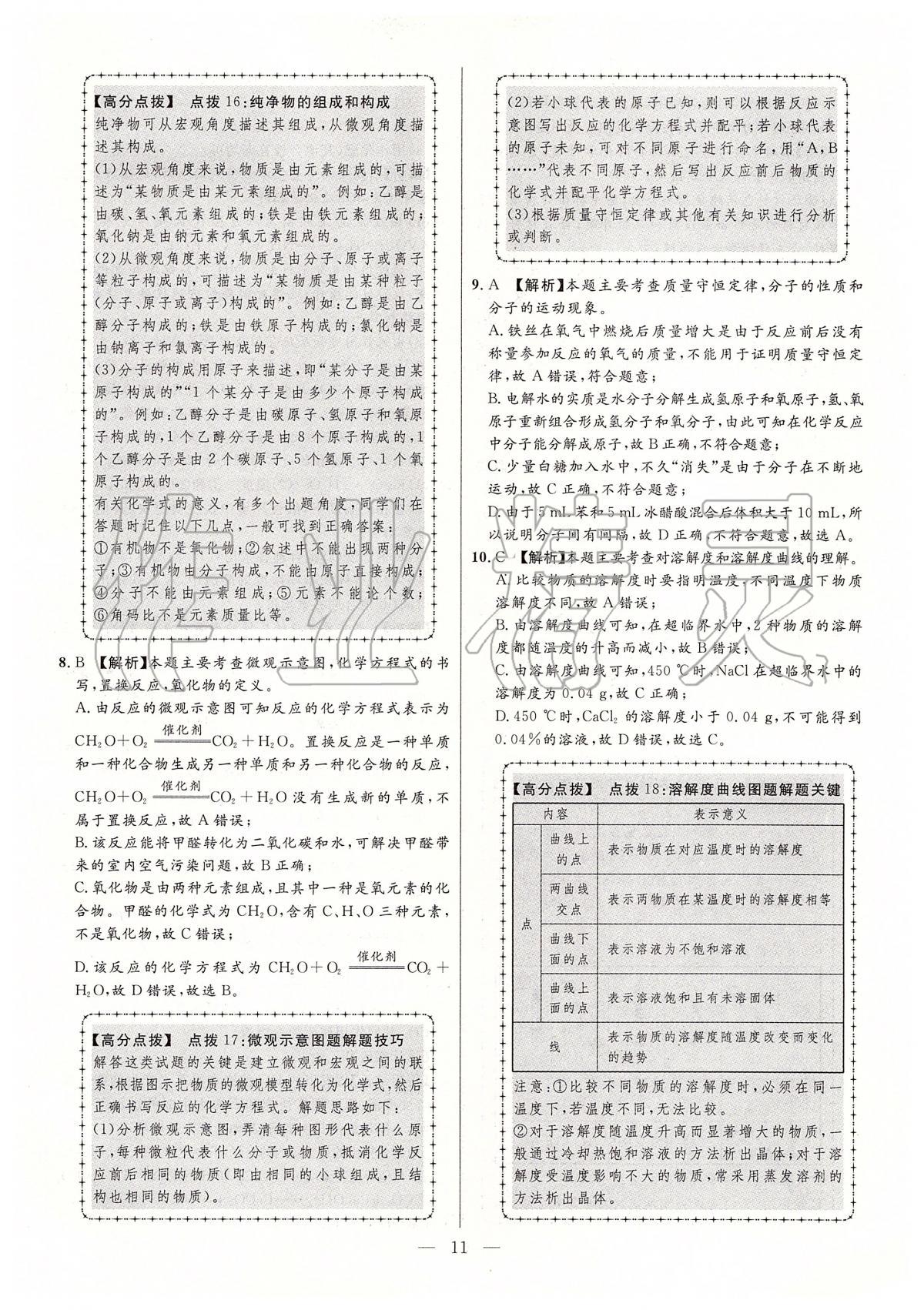 2020年秒殺中考安徽中考試題匯編化學(xué) 參考答案第11頁