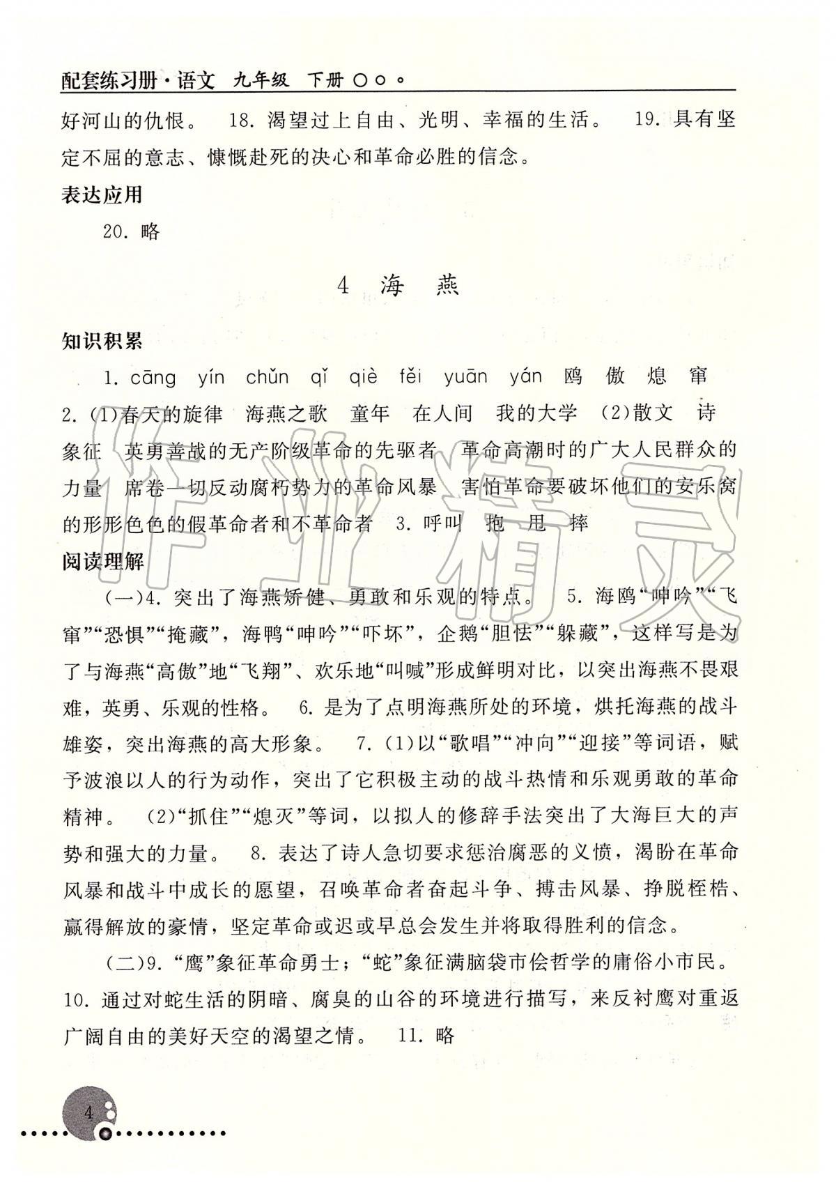 2020年配套練習(xí)冊(cè)九年級(jí)語(yǔ)文人教版人民教育出版社 第4頁(yè)