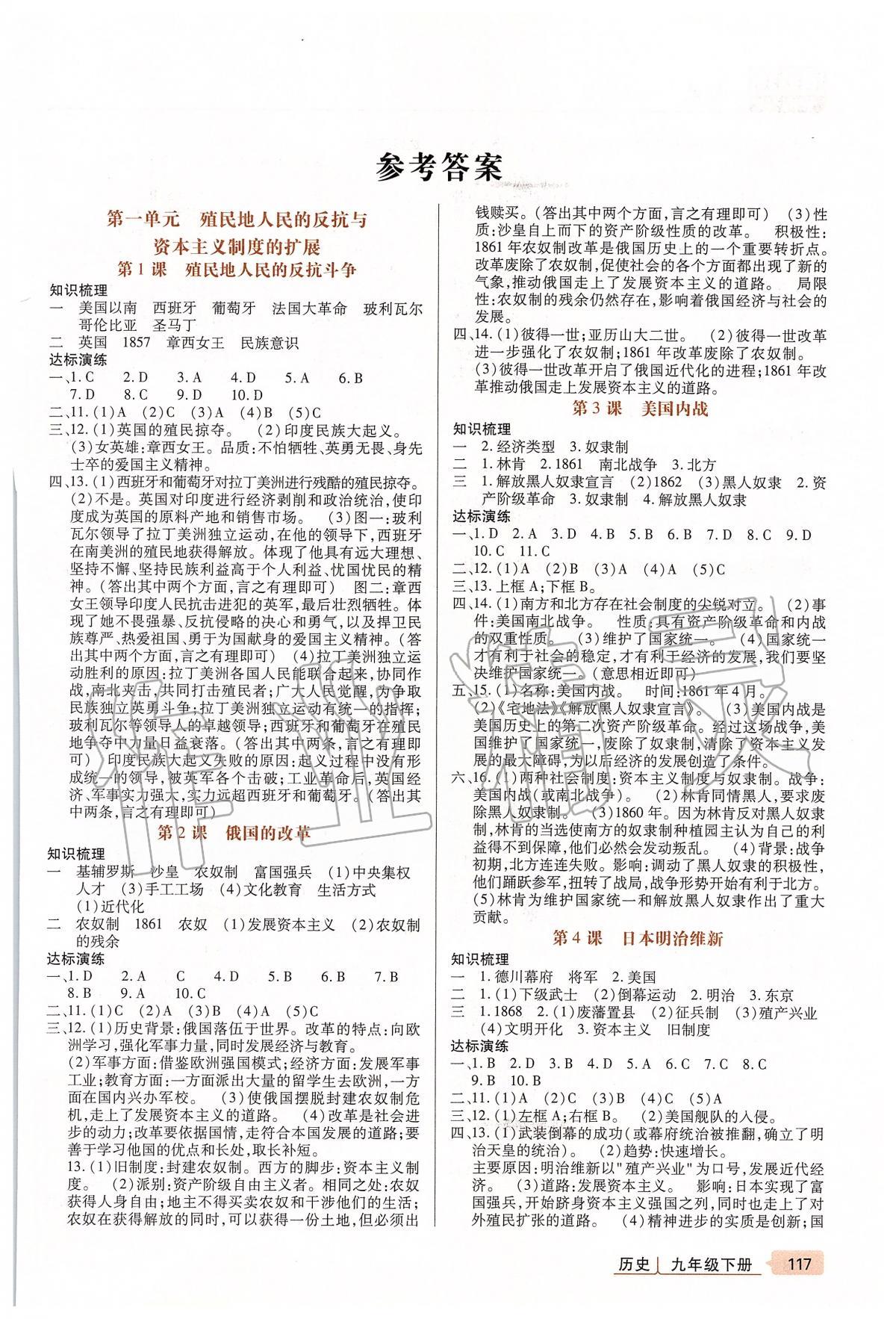 2020年高分突破課時(shí)達(dá)標(biāo)講練測(cè)九年級(jí)歷史下冊(cè)人教版 第1頁