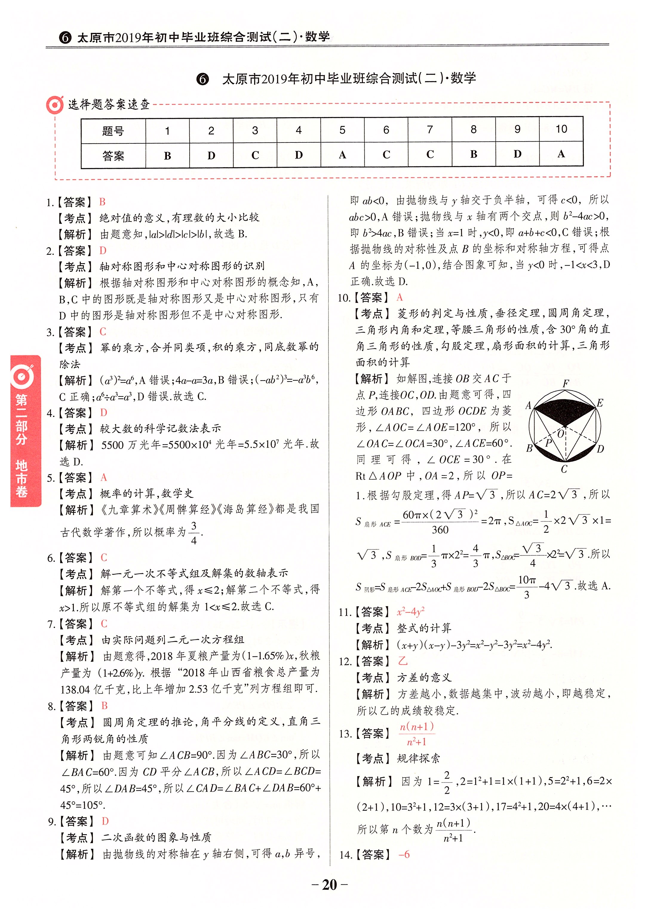 2020年晉一中考山西真題數(shù)學(xué) 第20頁