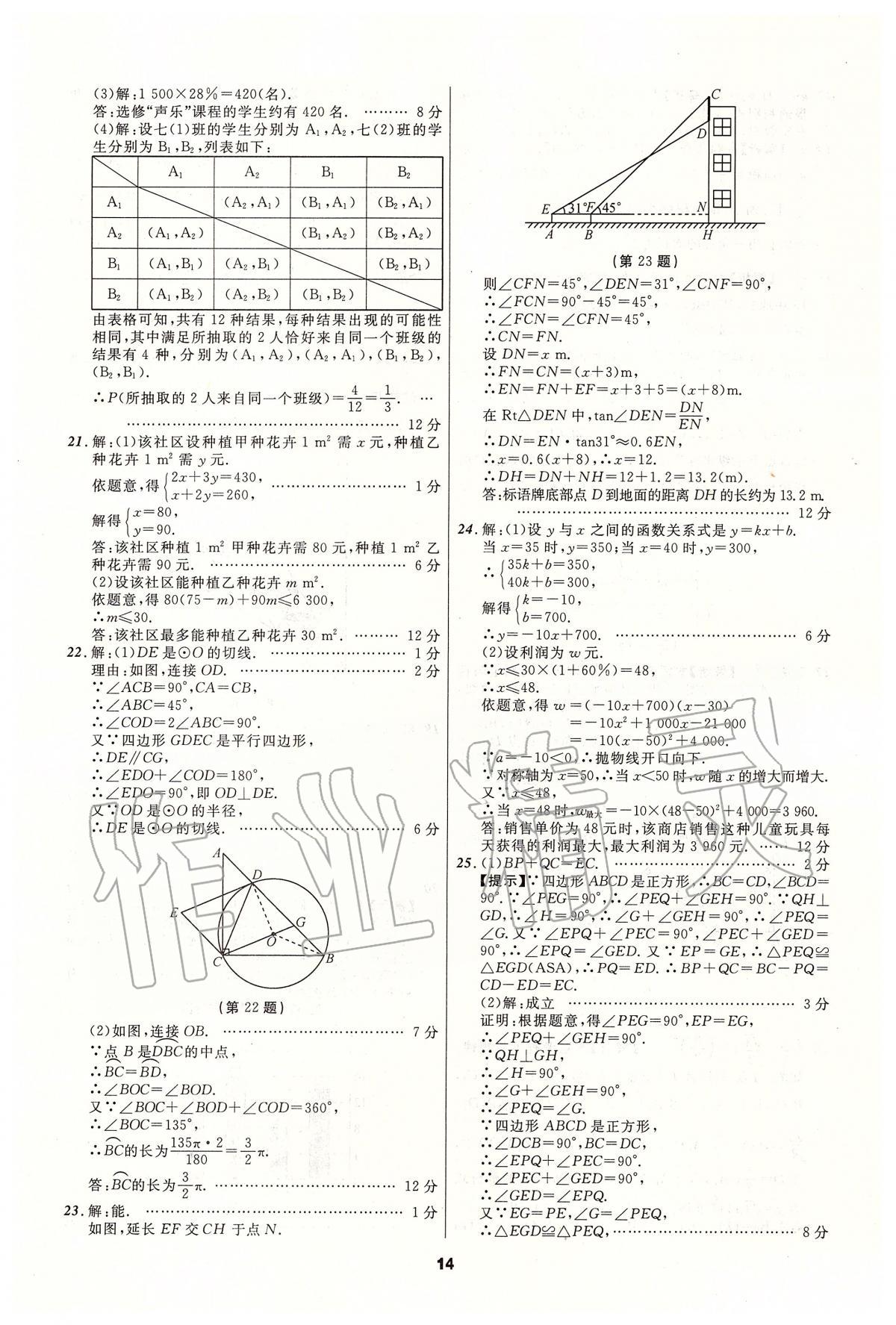 2020年中考必备数学人教版辽宁专版 参考答案第14页