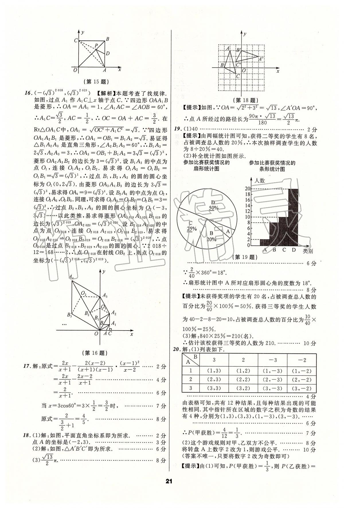 2020年中考必備數(shù)學(xué)人教版遼寧專版 參考答案第21頁(yè)