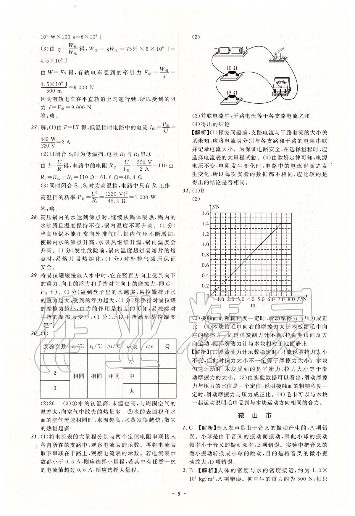 2020年中考必備物理人教版遼寧專(zhuān)版 參考答案第5頁(yè)