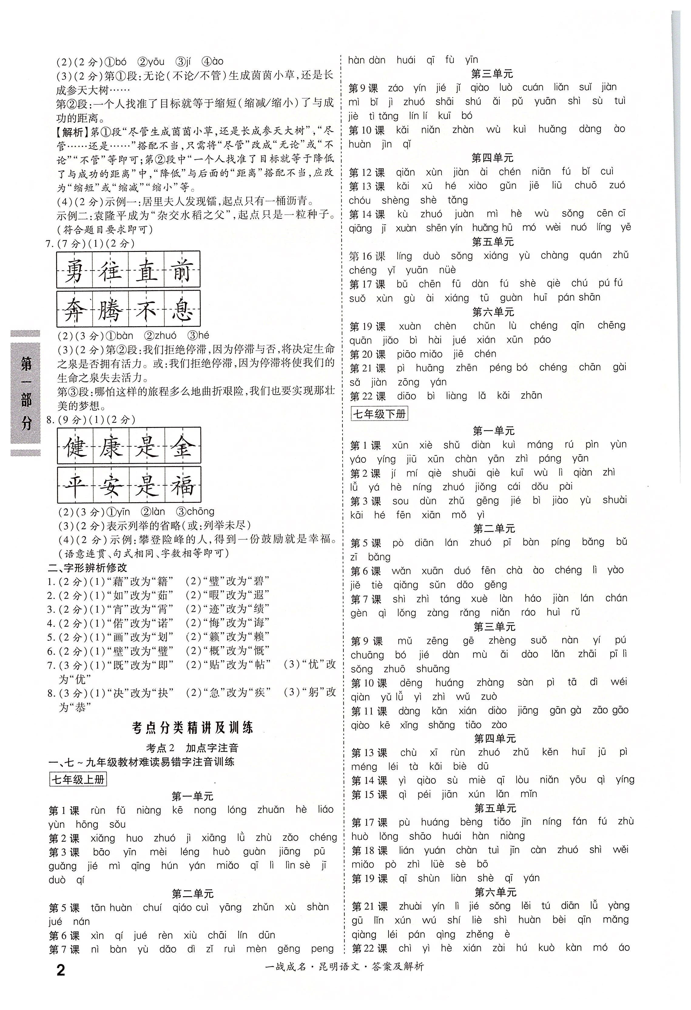 2020年昆明中考一戰(zhàn)成名考前新方案語文 第2頁