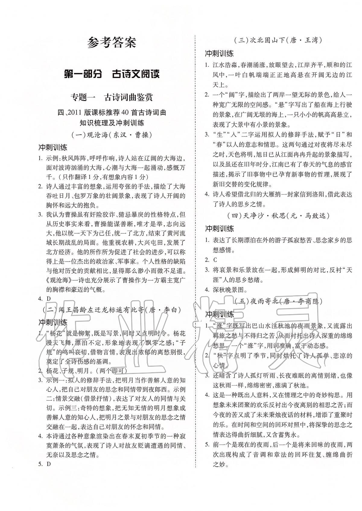 2020年本土攻略精准复习方案九年级语文全一册 第1页