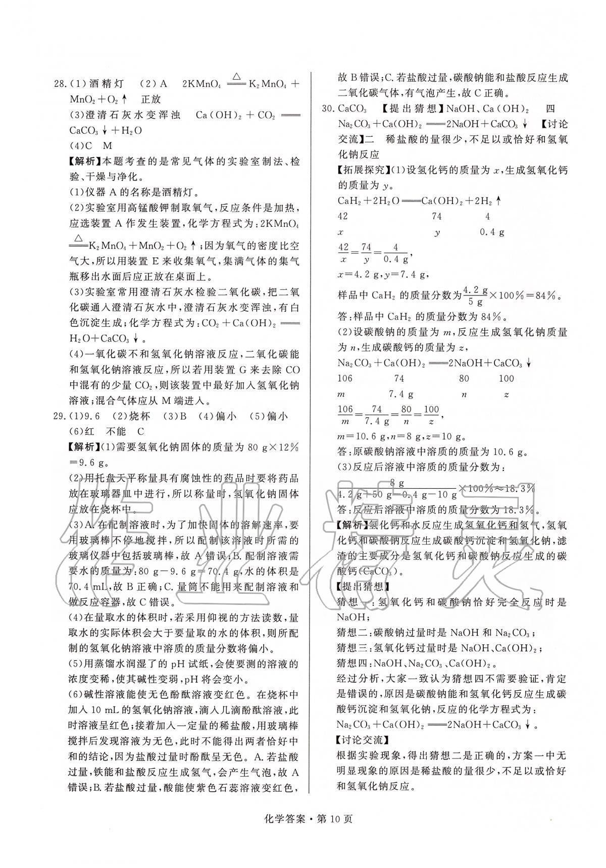 2020年湖南中考必備化學 參考答案第10頁