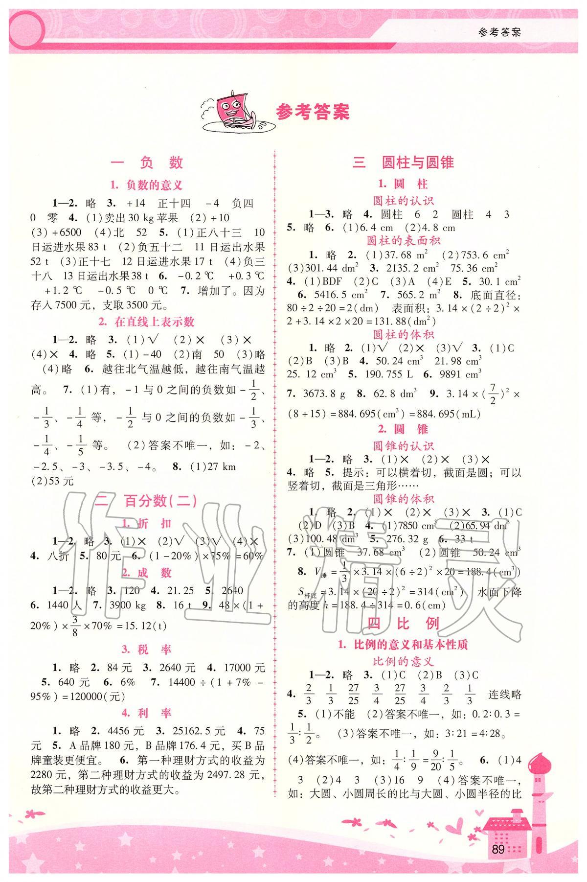 2020年自主與互動學(xué)習(xí)新課程學(xué)習(xí)輔導(dǎo)六年級數(shù)學(xué)下冊人教版 第1頁