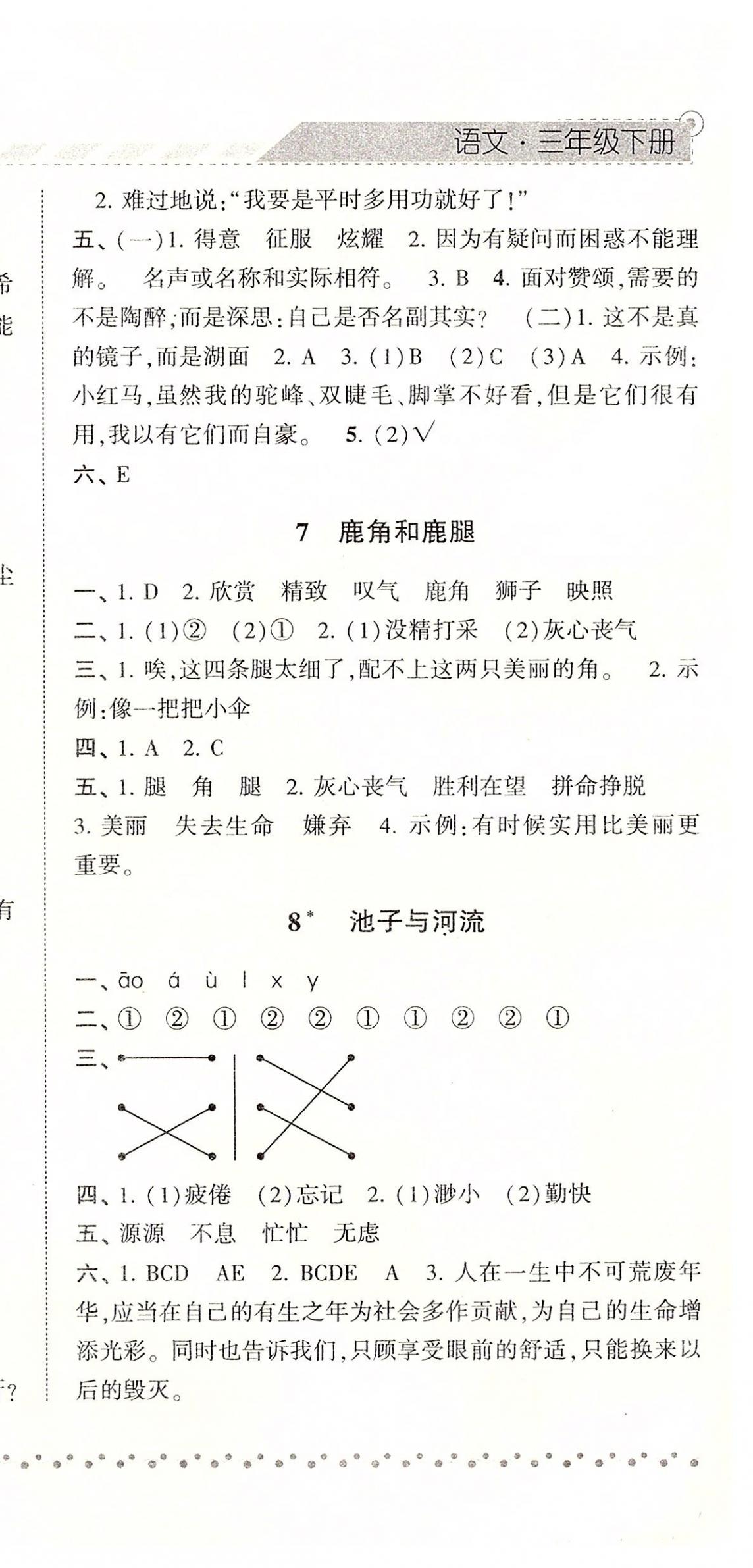 2020年經(jīng)綸學(xué)典課時(shí)作業(yè)三年級(jí)語文下冊(cè)人教版 參考答案第6頁