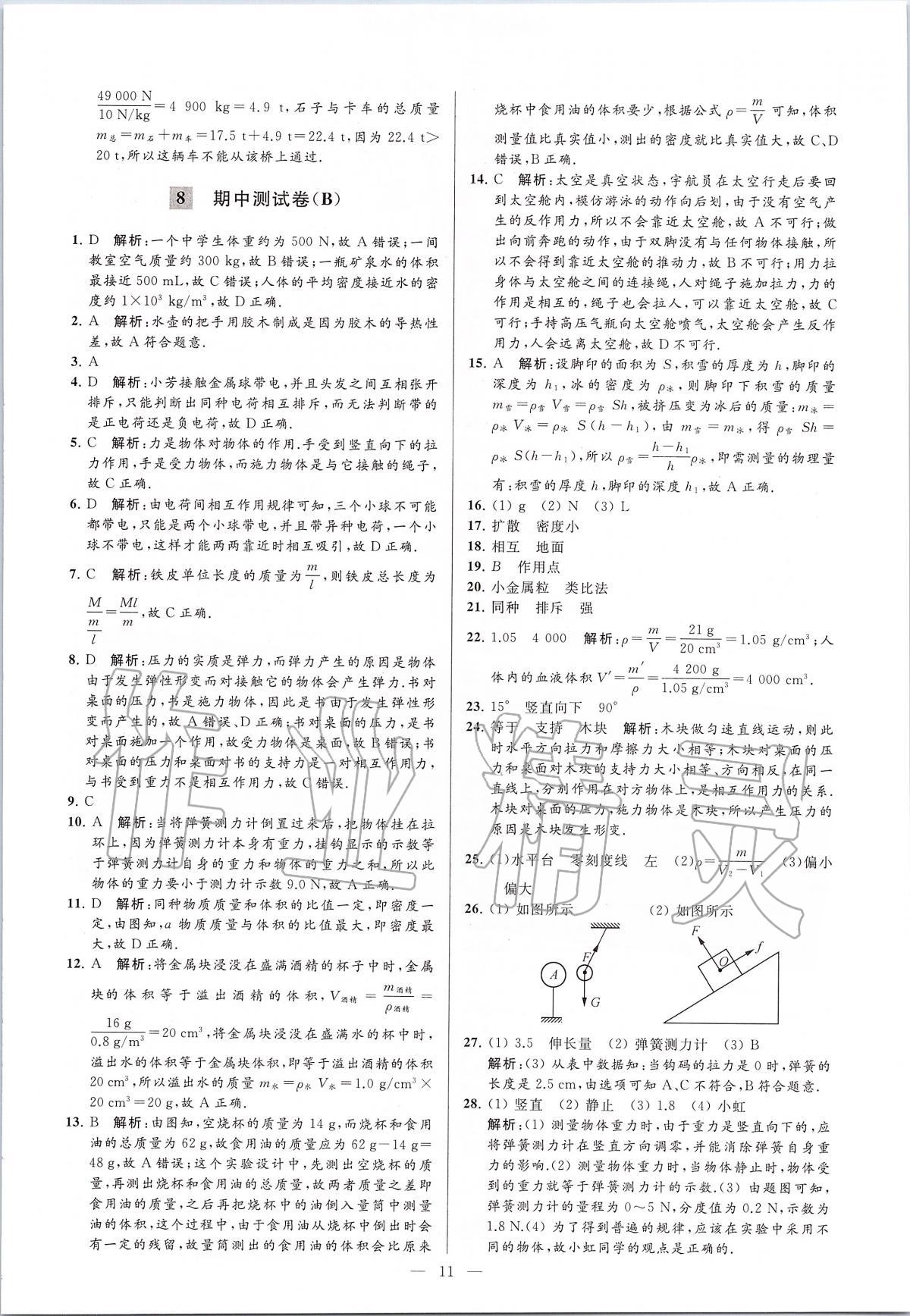 2020年亮點(diǎn)給力大試卷八年級(jí)物理下冊(cè)蘇科版 第11頁(yè)