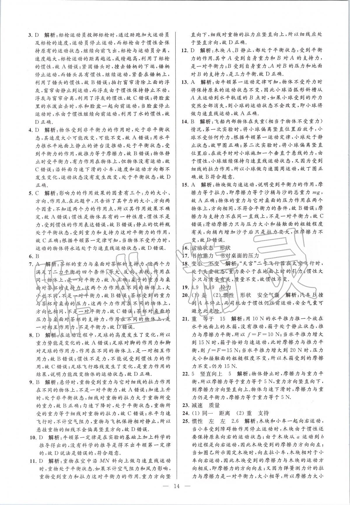 2020年亮點(diǎn)給力大試卷八年級物理下冊蘇科版 第14頁