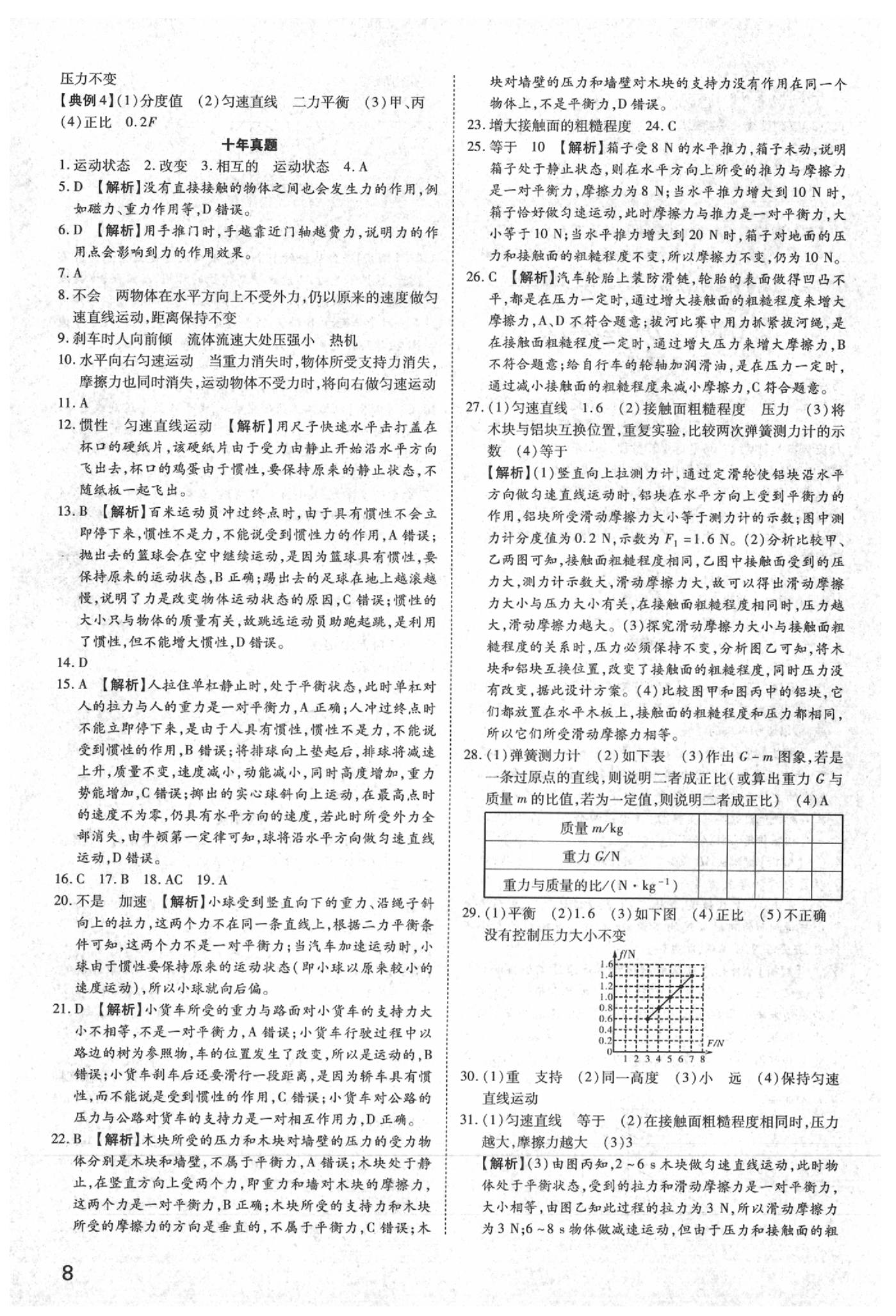 2020年河南中考第一輪總復(fù)習一本全物理 參考答案第7頁