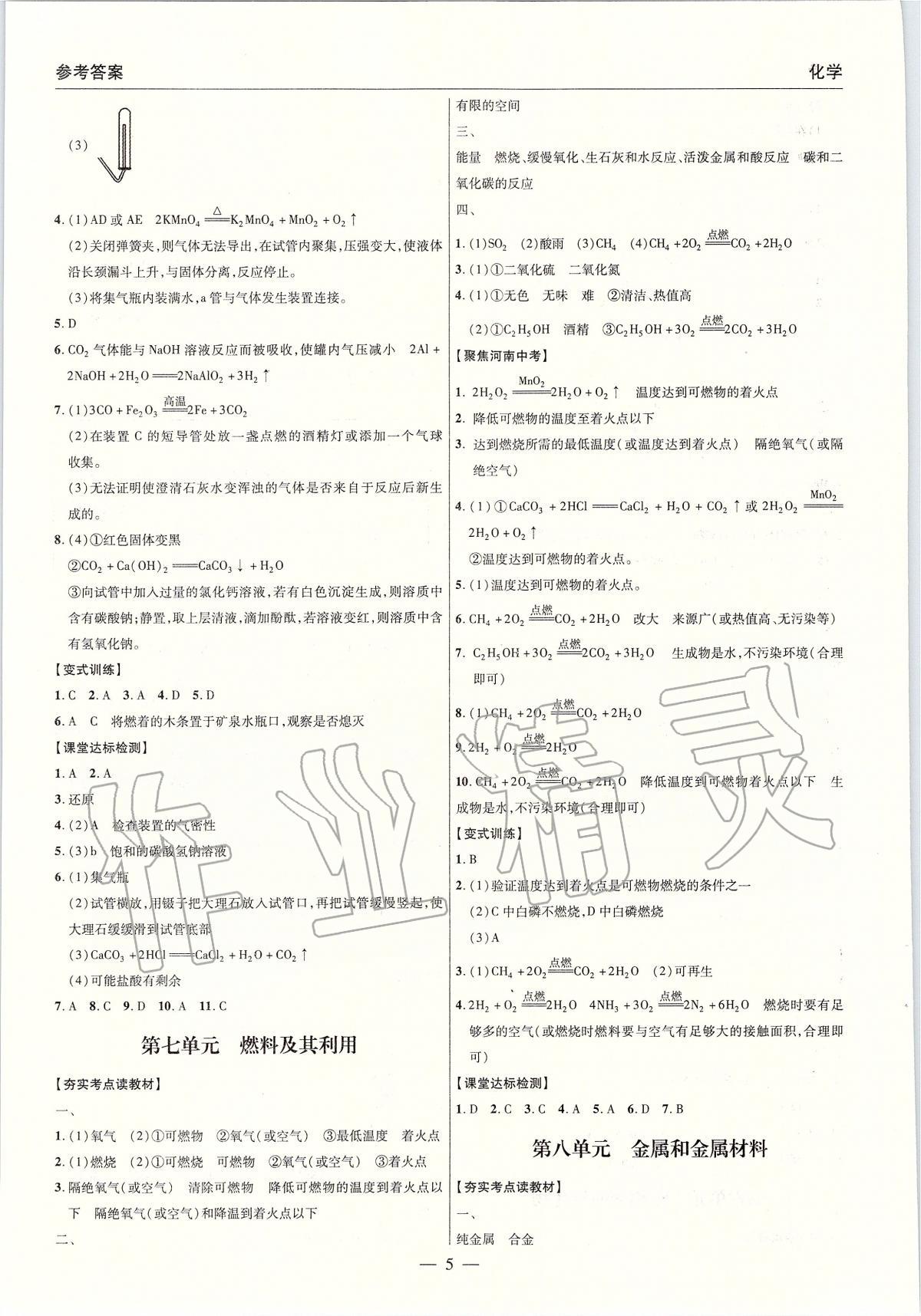 2020年碩源教育河南中考總復習名師解密化學 參考答案第5頁