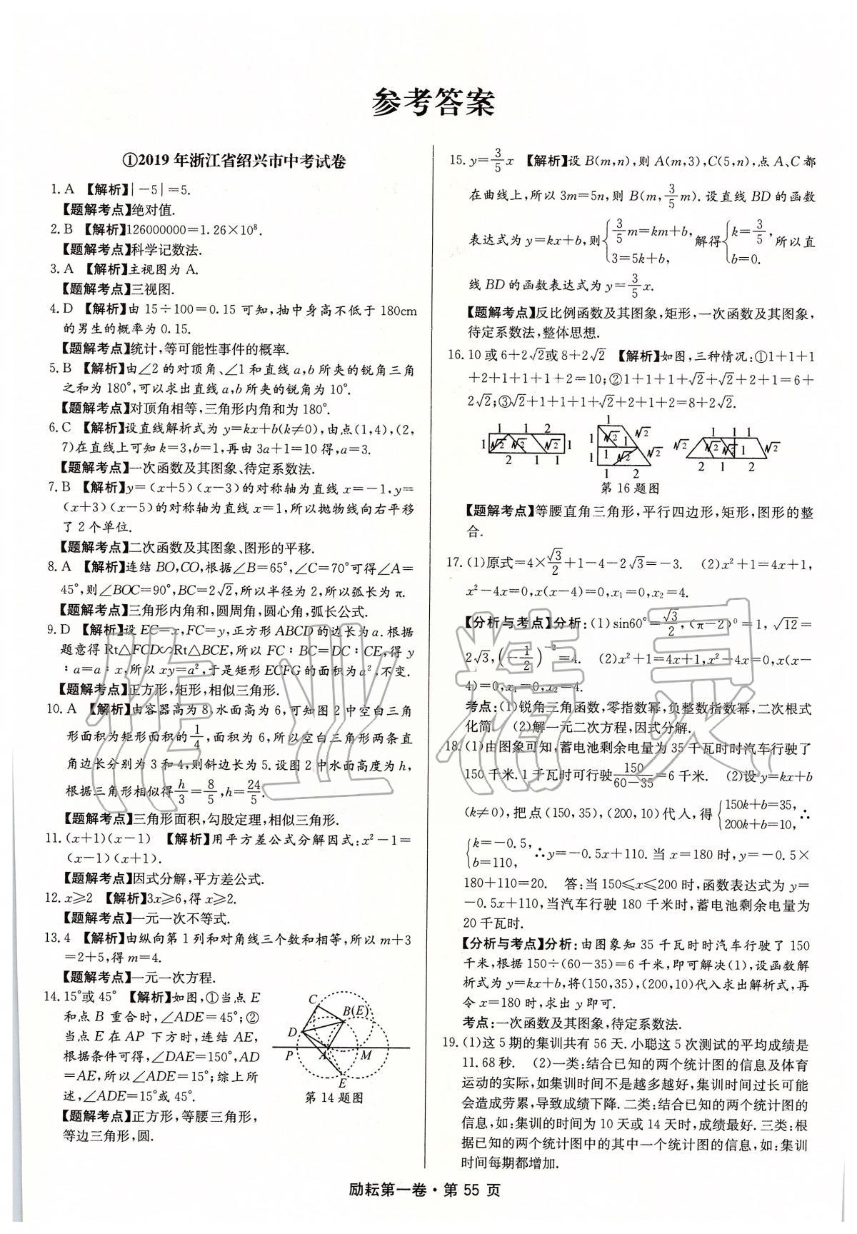 2020年勵耘第1卷浙江各地中考試卷匯編數(shù)學(xué) 第1頁