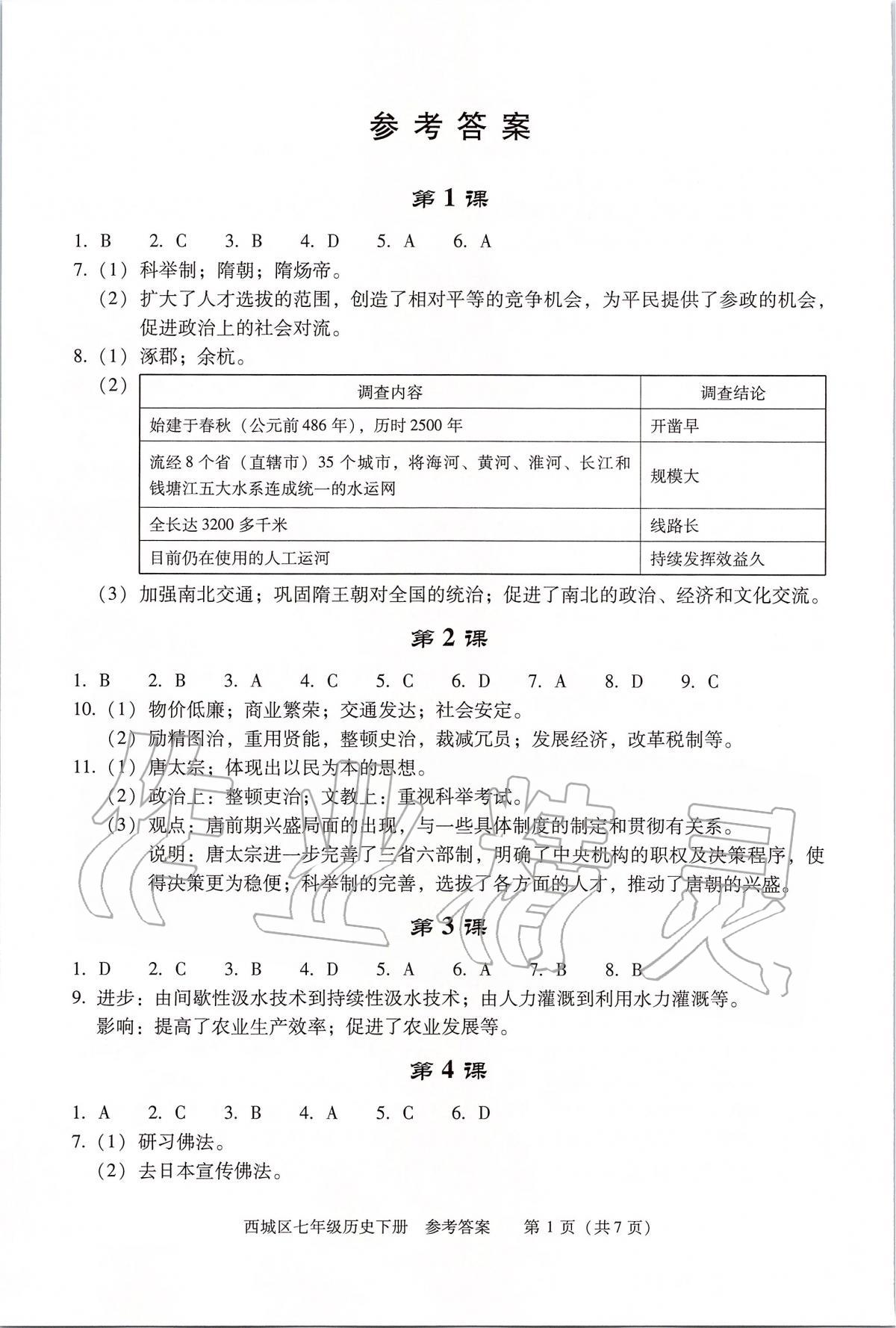 2020年學(xué)習(xí)探究診斷七年級(jí)歷史下冊(cè)人教版 第1頁