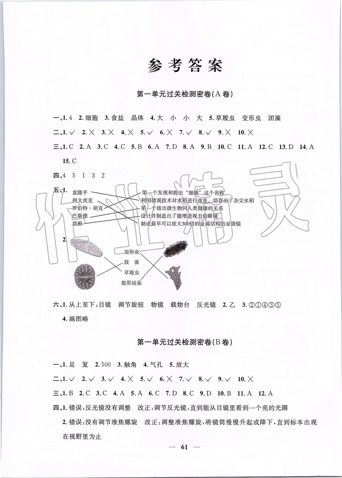 2020年阳光同学一线名师全优好卷六年级科学下册教科版 第1页