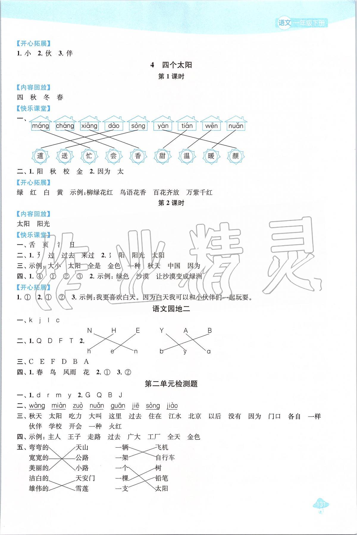 2020年金鑰匙1加1課時(shí)作業(yè)一年級(jí)語(yǔ)文下冊(cè)人教版 第5頁(yè)