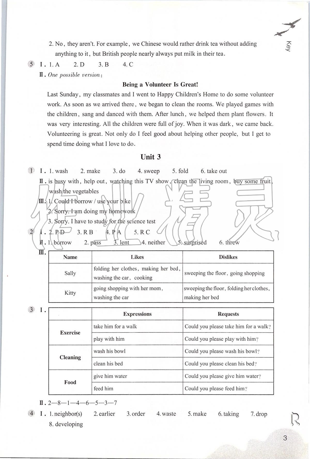 2020年作業(yè)本八年級英語下冊人教版浙江教育出版社 參考答案第3頁