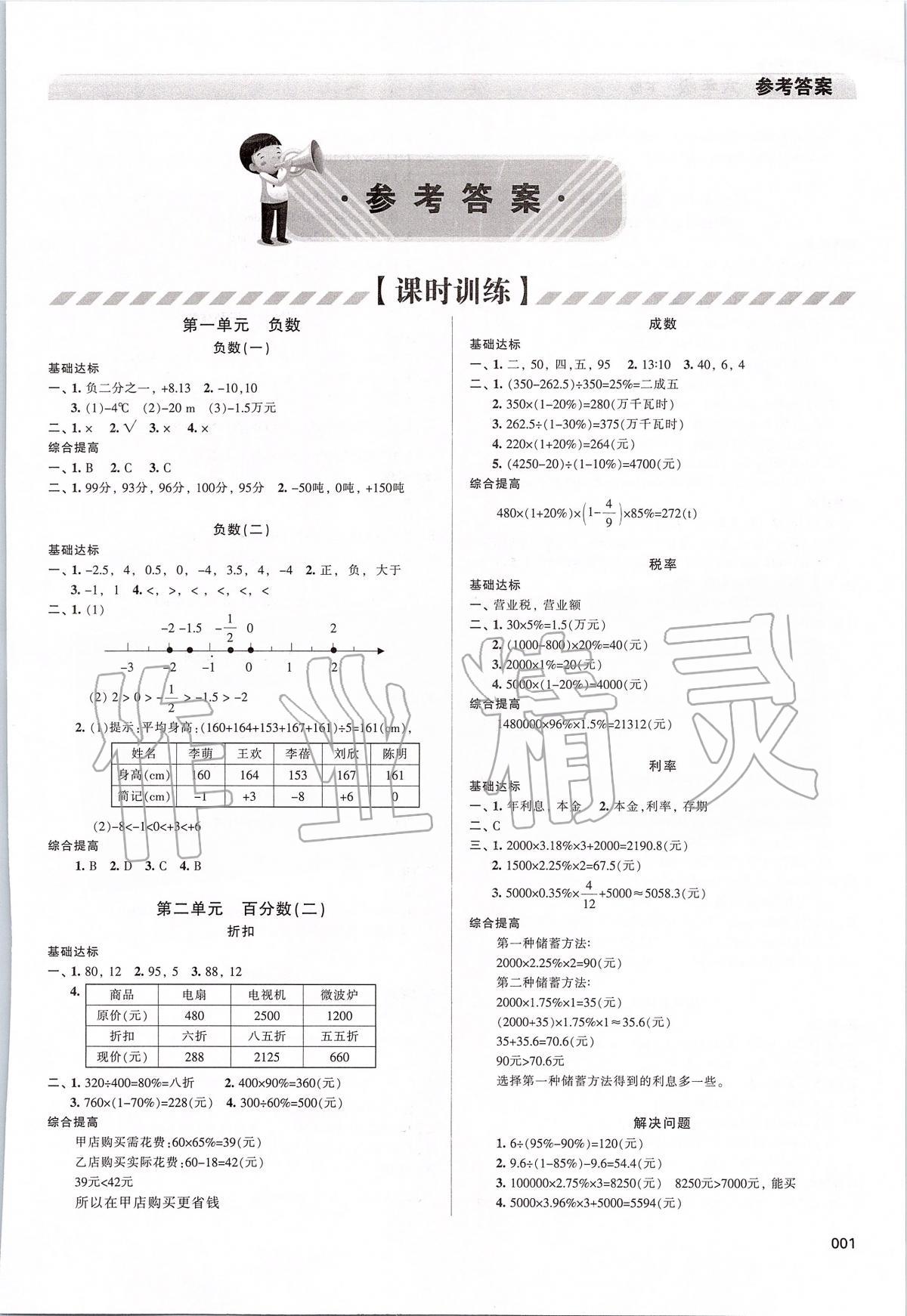 2020年学习质量监测六年级数学下册人教版 第1页