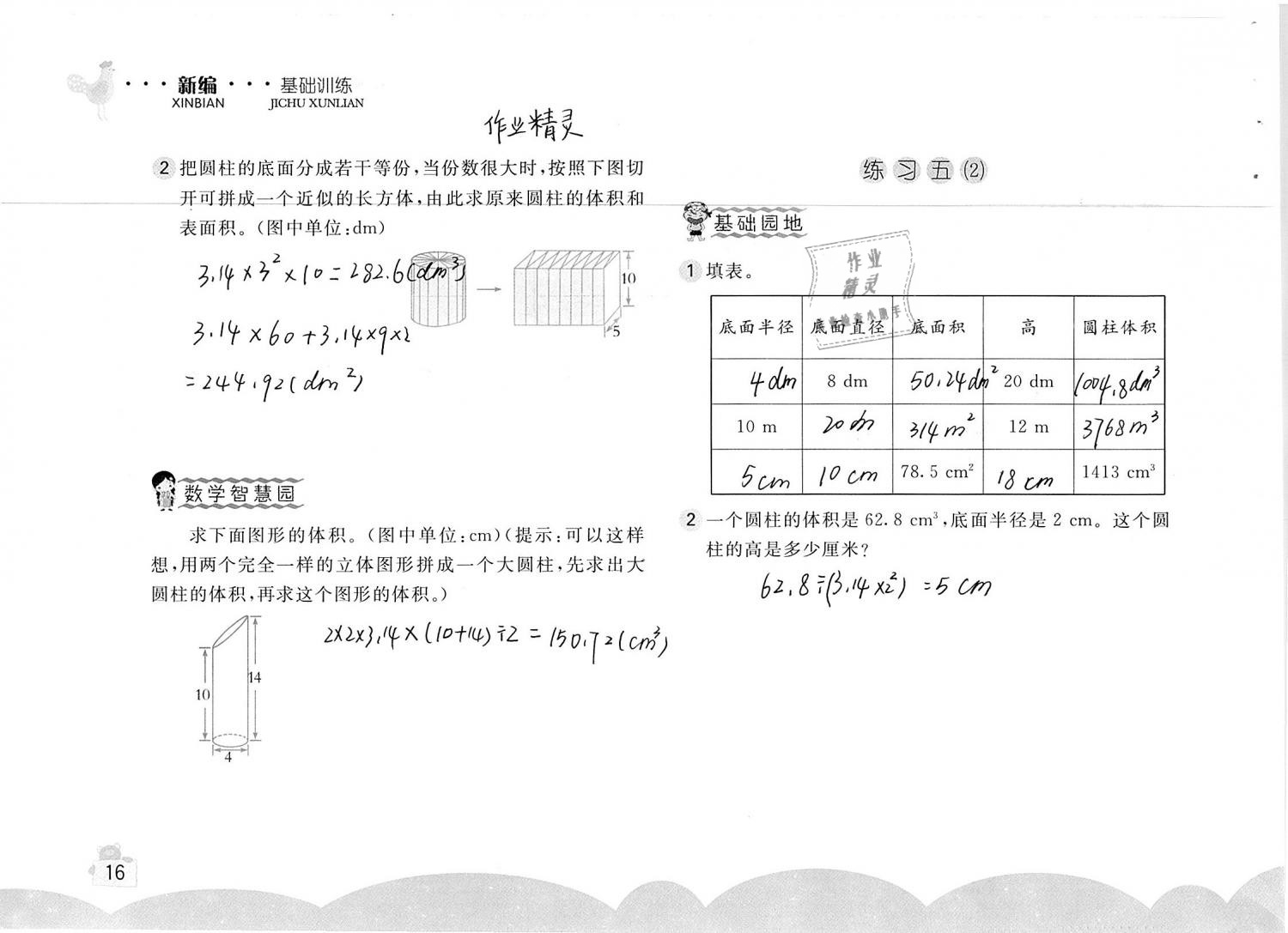 2020年新编基础训练六年级数学下册人教版 第16页