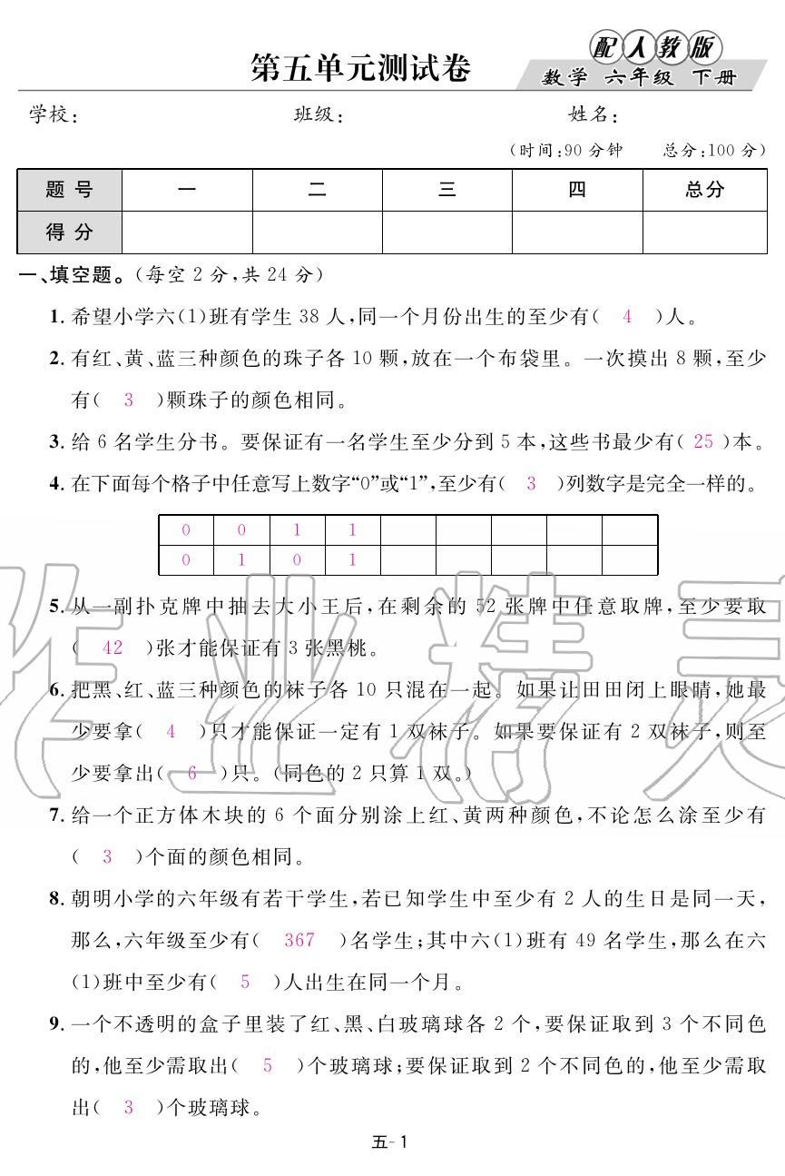 2020年領(lǐng)航新課標練習冊六年級數(shù)學下冊人教版 第21頁