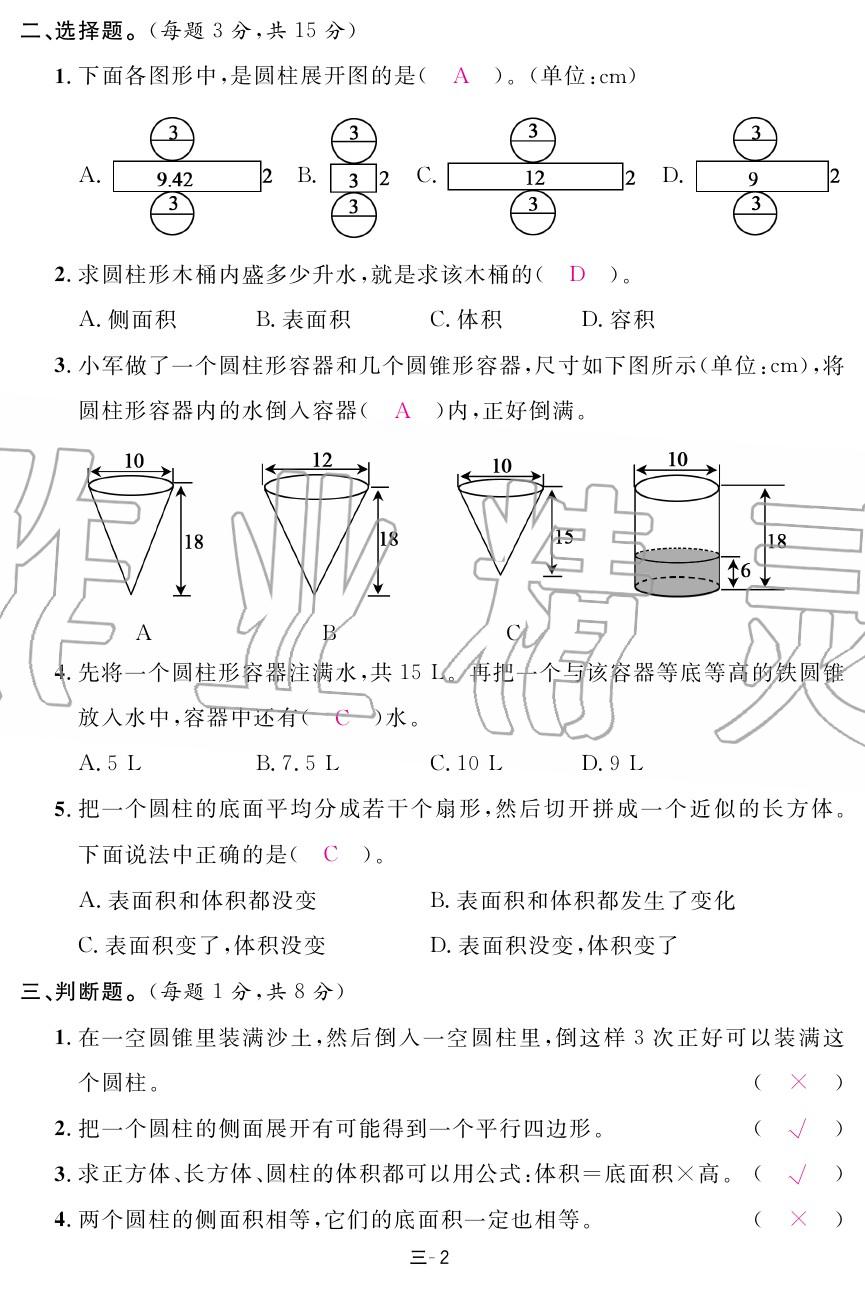 2020年领航新课标练习册六年级数学下册人教版 第10页