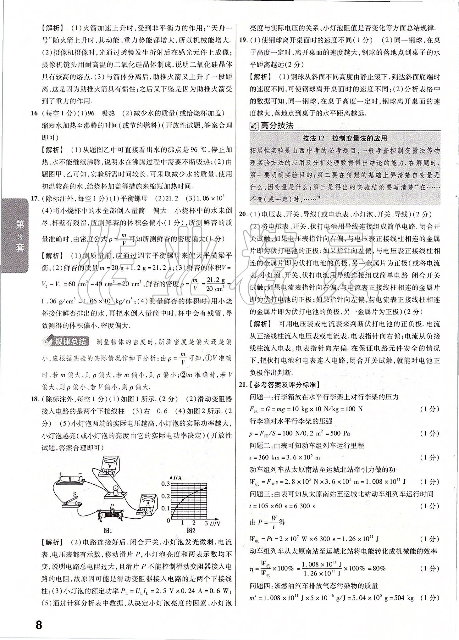 2020年金考卷山西中考45套匯編物理 第8頁