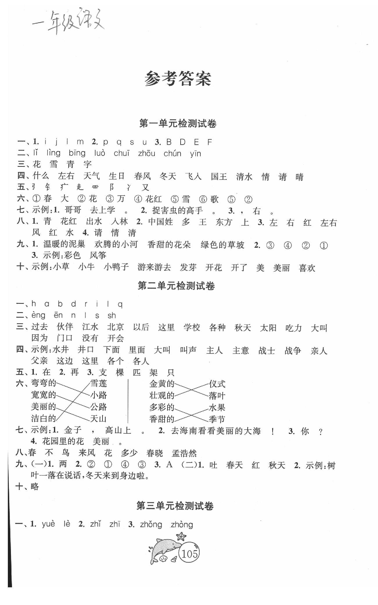 2020年金鑰匙1加1目標檢測一年級語文下冊人教版 第1頁