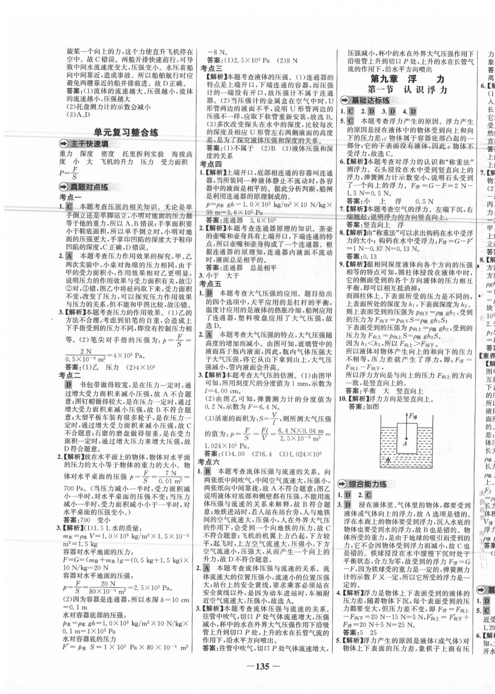 2020年世紀(jì)金榜百練百勝八年級物理下冊滬科版 參考答案第7頁