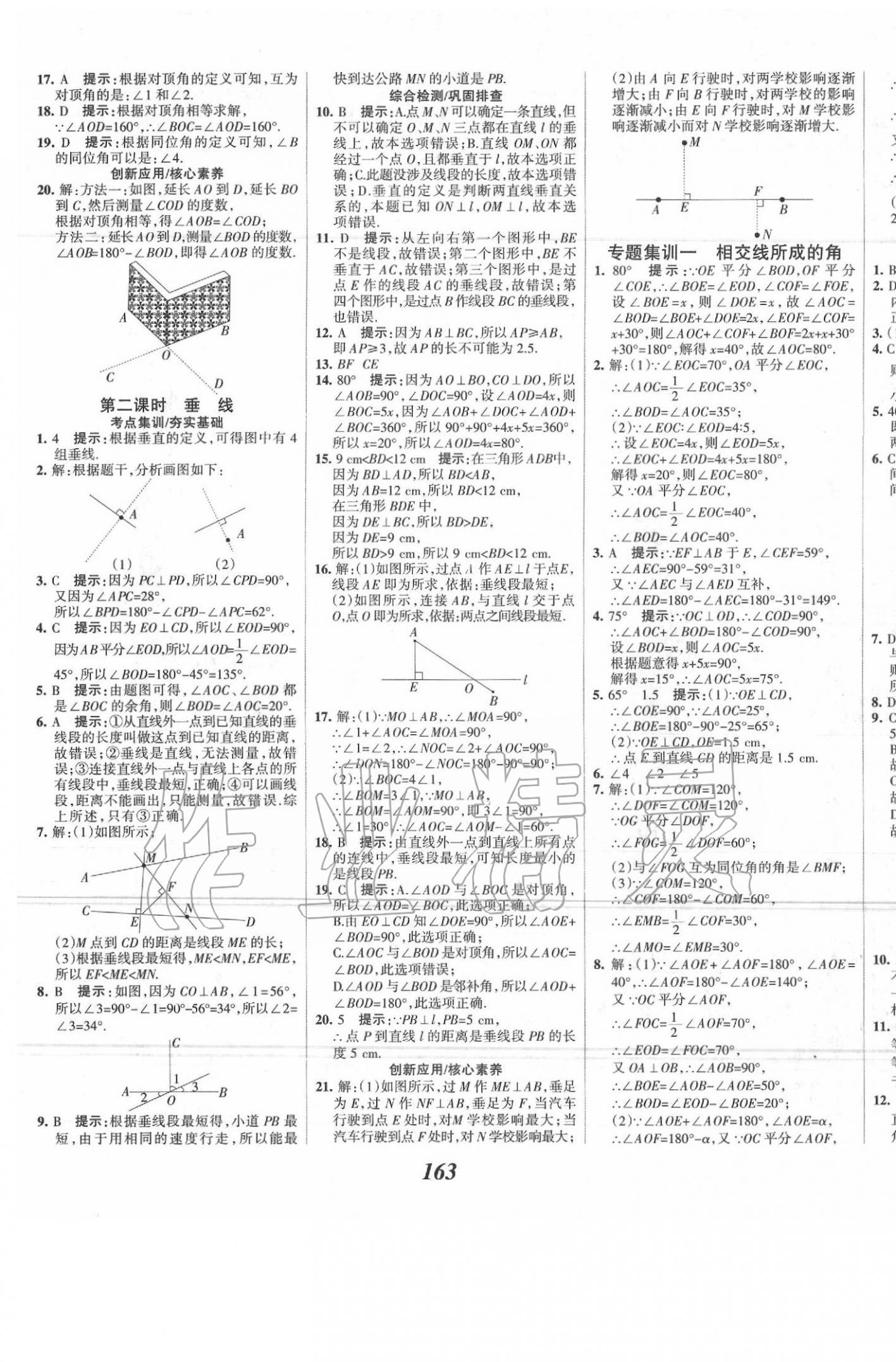 2020年全优课堂考点集训与满分备考七年级数学下册冀教版 参考答案第7页